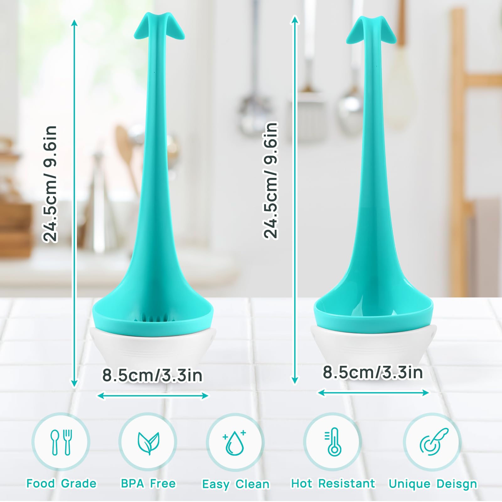 Set of 2 Whale Tail Soup Ladles with Colander - Food Grade Kitchen Utensils for Cooking & Serving Soups, Stews & Sauces - Ergonomic Handle & Hook Design - Perfect for Home Chefs & Restaurant Use