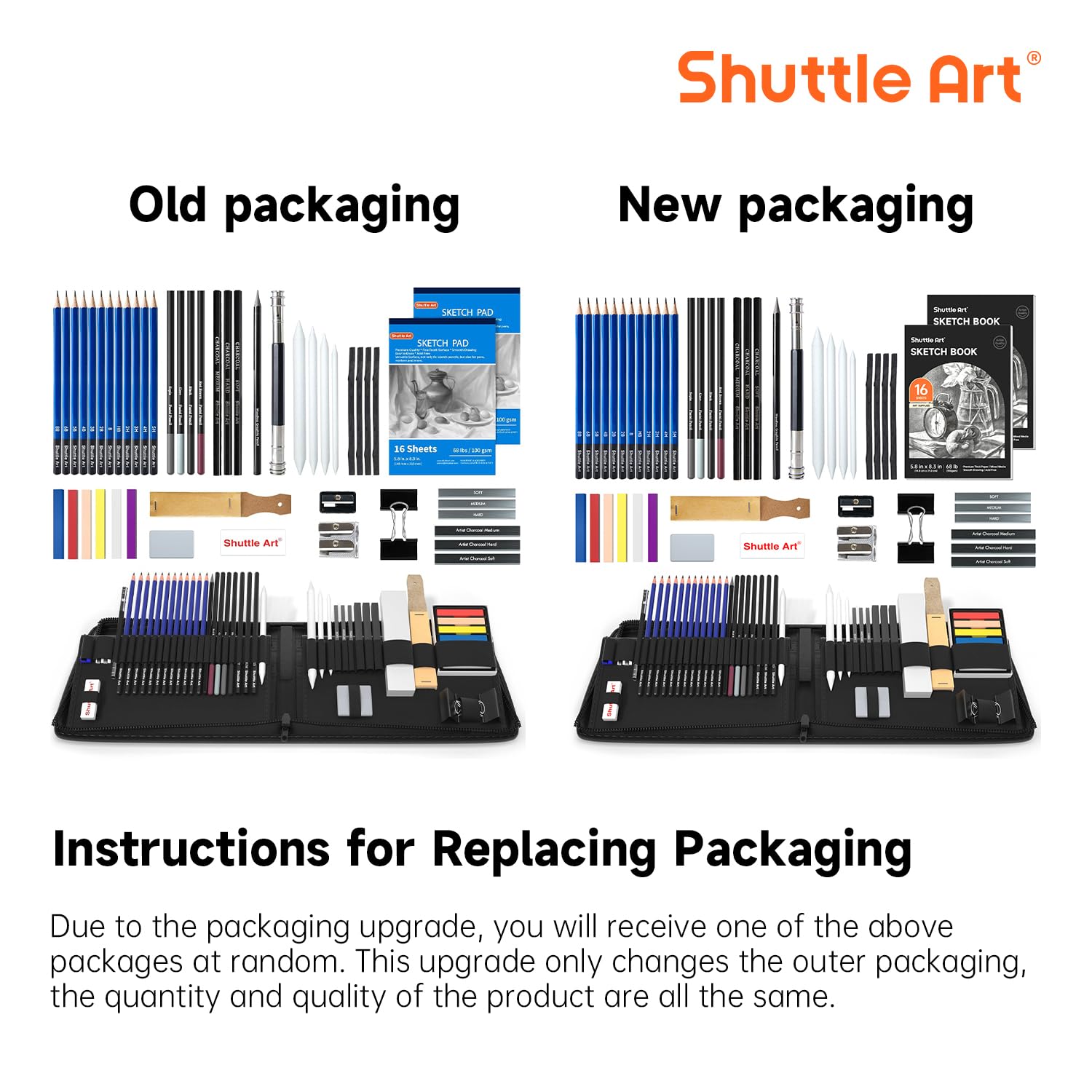 Shuttle Art 52 Pack Professional Drawing Pencils Set - Graphite & Charcoal Sticks with Sketch Pad in Portable Case - Perfect for Artists, Students & Adults - Ideal for Sketching, Shading & Art Projects