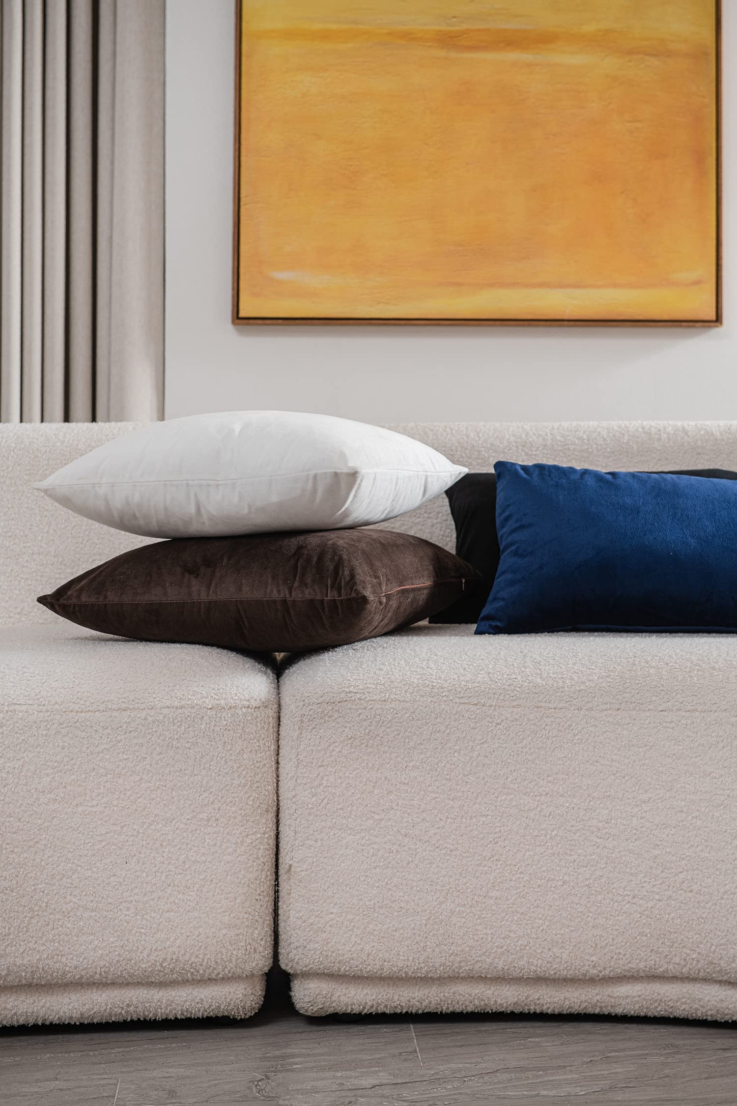 DEZENE 26x26 Inch Velvet Euro Pillow Covers Set of 2 - Soft Oversized Square Couch Pillow Shams for Living Room Sofa & Bed Decor - Cozy Home Accent (White) | Perfect for Modern Home Styling and Comfortable Lounging