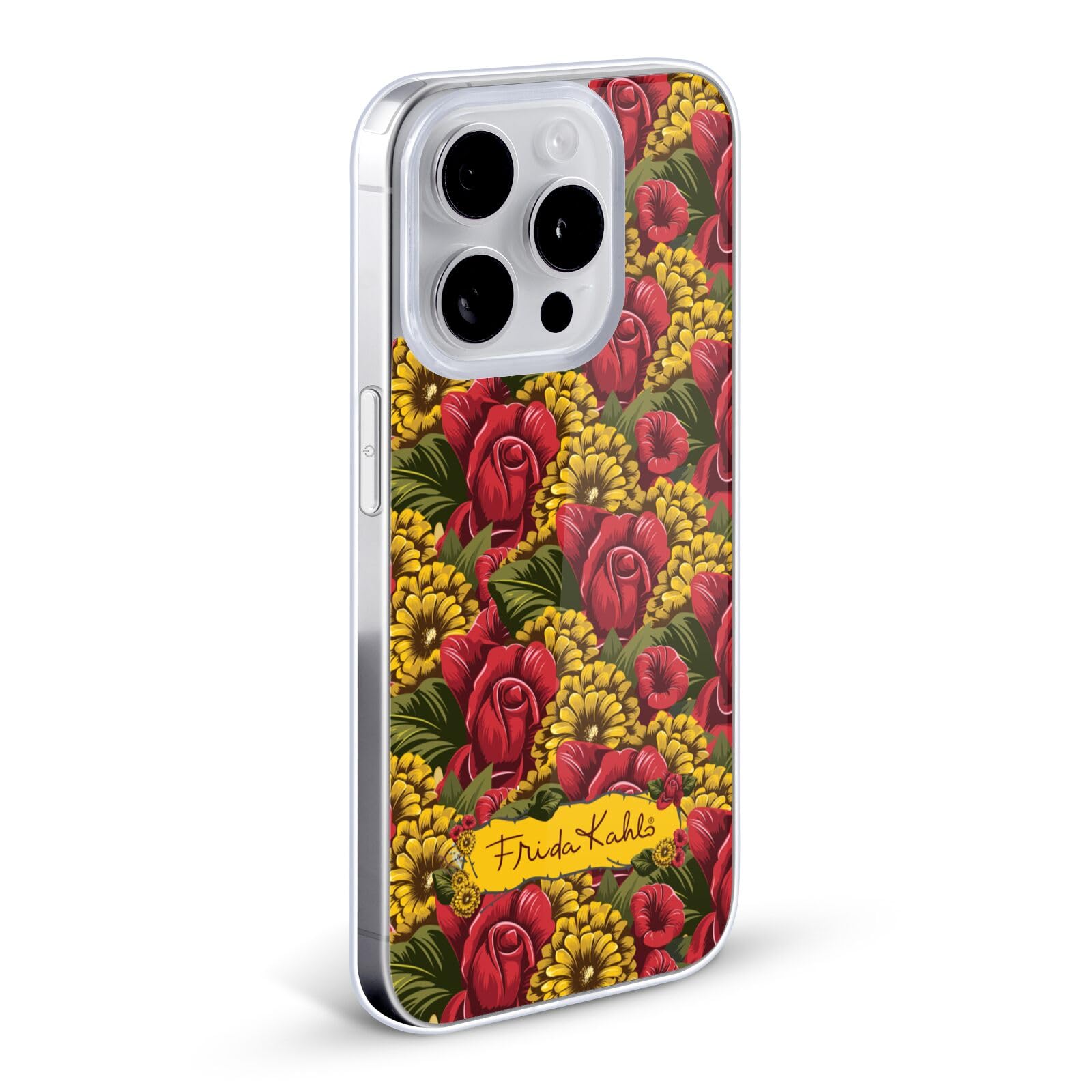 Officially Licensed Frida Kahlo Floral Pattern Soft Gel Phone Case for Apple iPhone 11 Pro Max - Stylish Protective Cover with Vibrant Red Flowers, Perfect for Art Lovers and Fashion Enthusiasts