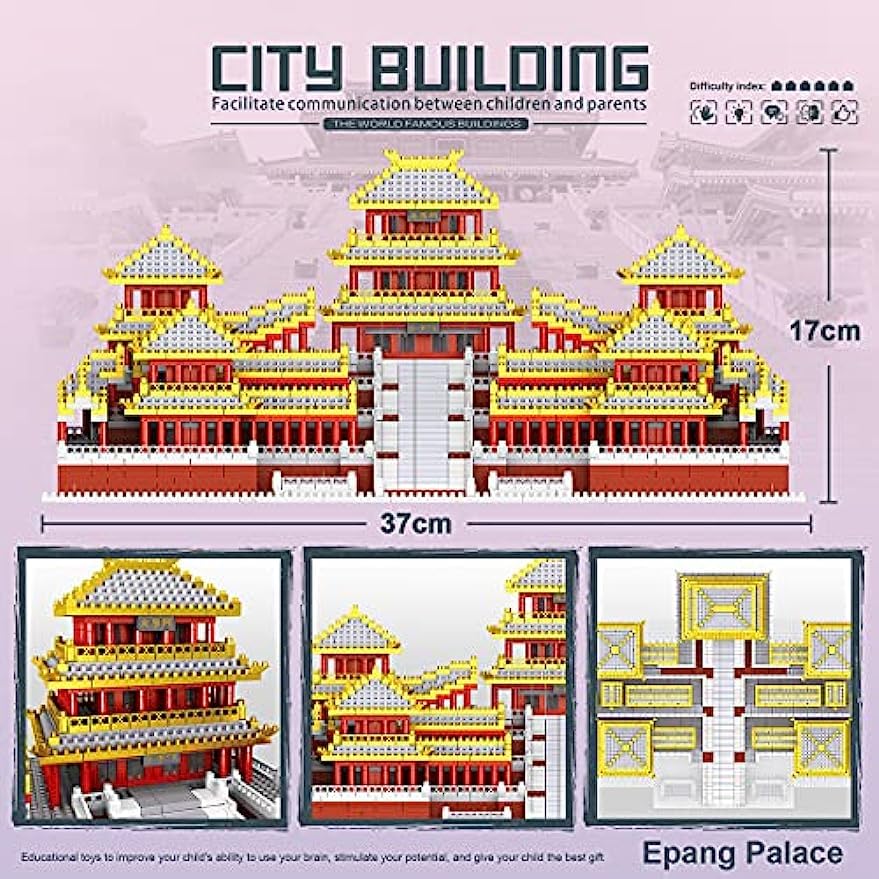 Epang Palace Architecture Model Kit - 5184Pcs Ancient Chinese Street Scene Nano Building Blocks, Collectible Construction Set for Adults & Kids (Not Lego Compatible) - Perfect for Home Decoration, Gift Giving & Historical Display