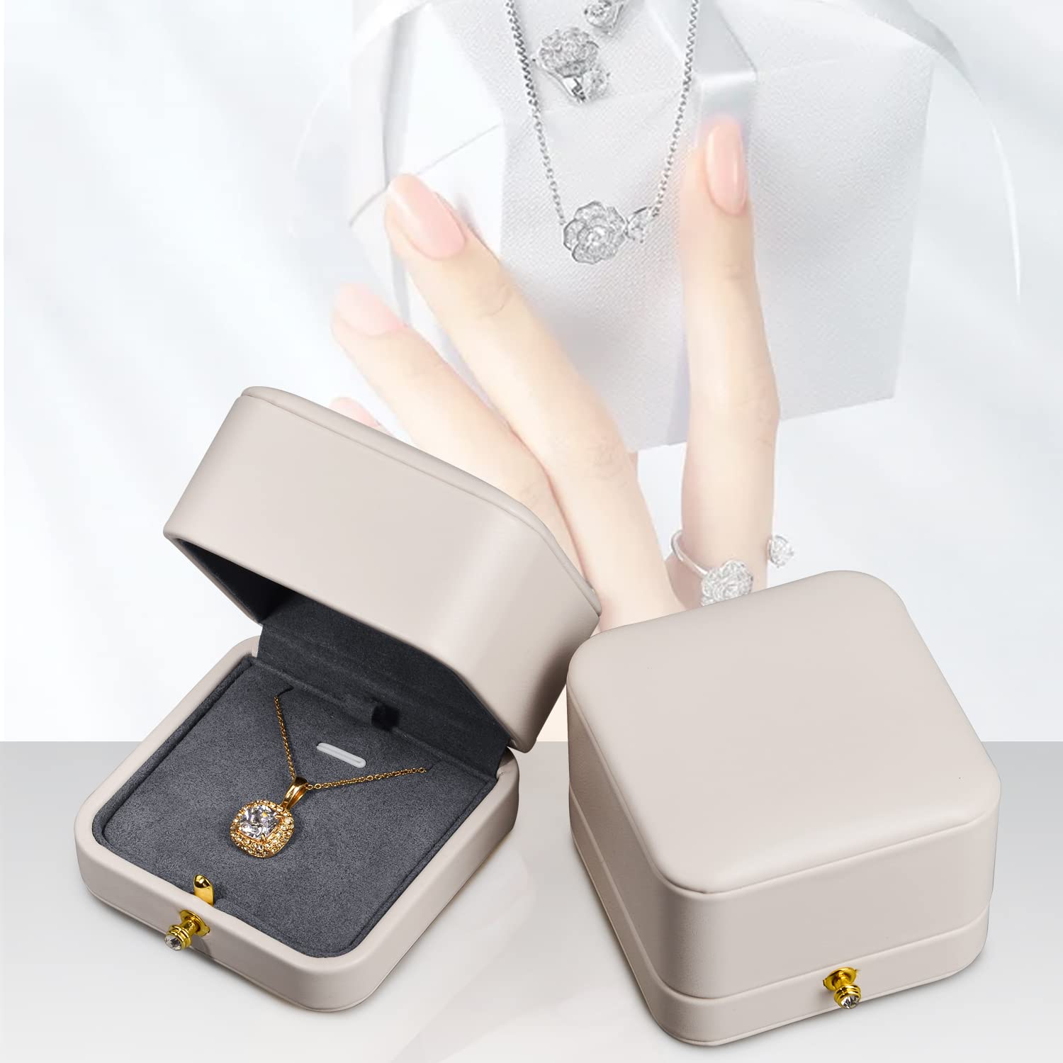 Elegant PU Leather Jewelry Box for Necklace & Pendant - Premium Gift Packaging for Jewelry Storage, Wedding Gifts & Travel Organizer