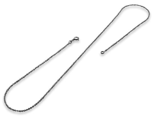 1.2MM Black Rhodium Plated Sterling Silver Cable Chain Necklace - Durable & Hypoallergenic Jewelry for Everyday Wear, Gift Giving & Special Occasions