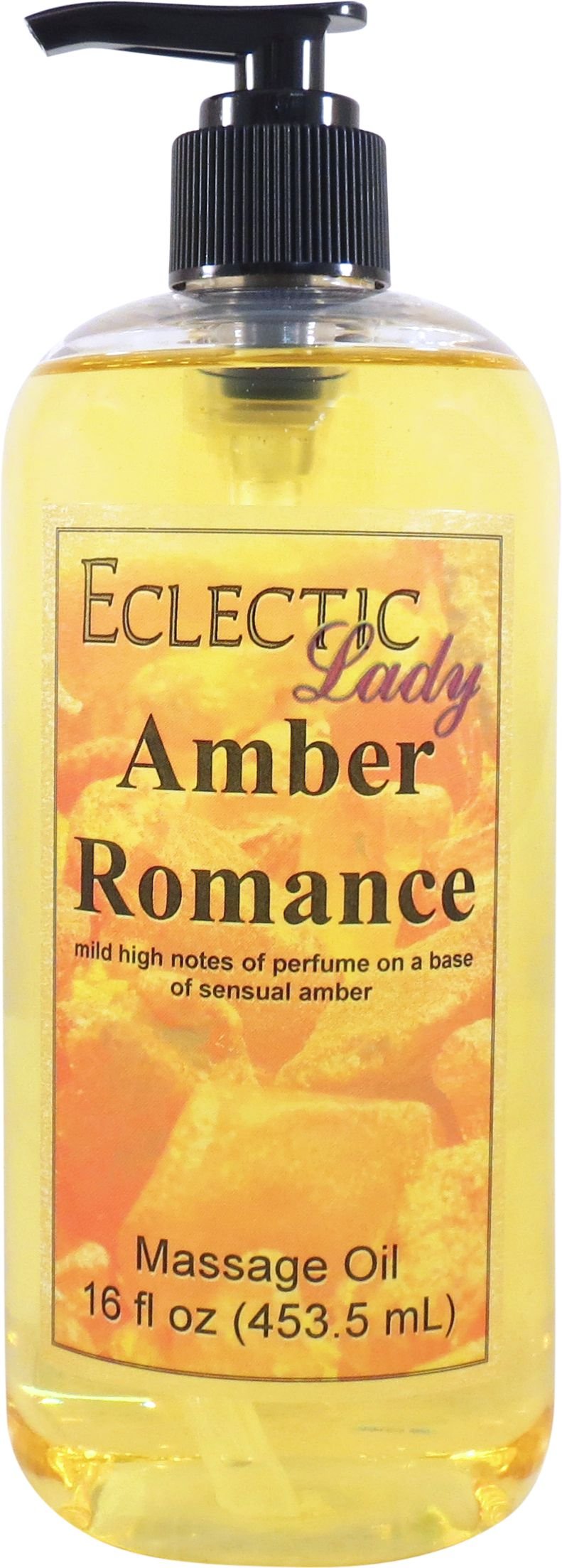 Amber Romance Massage Oil - 16 oz Natural Blend with Sweet Almond & Jojoba Oil | Preservative-Free Aromatherapy Oil for Couples Massage, Relaxation & Sensual Experience | Perfect for Spa Nights, Romantic Gifts & Stress Relief