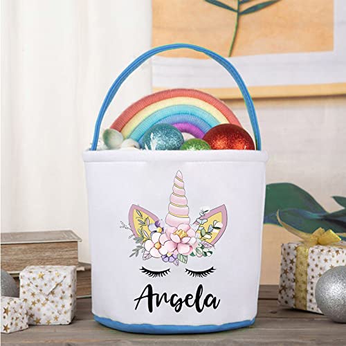 Personalized Easter Basket for Kids - Bunny Canvas Tote for Egg Hunt & Party Decor