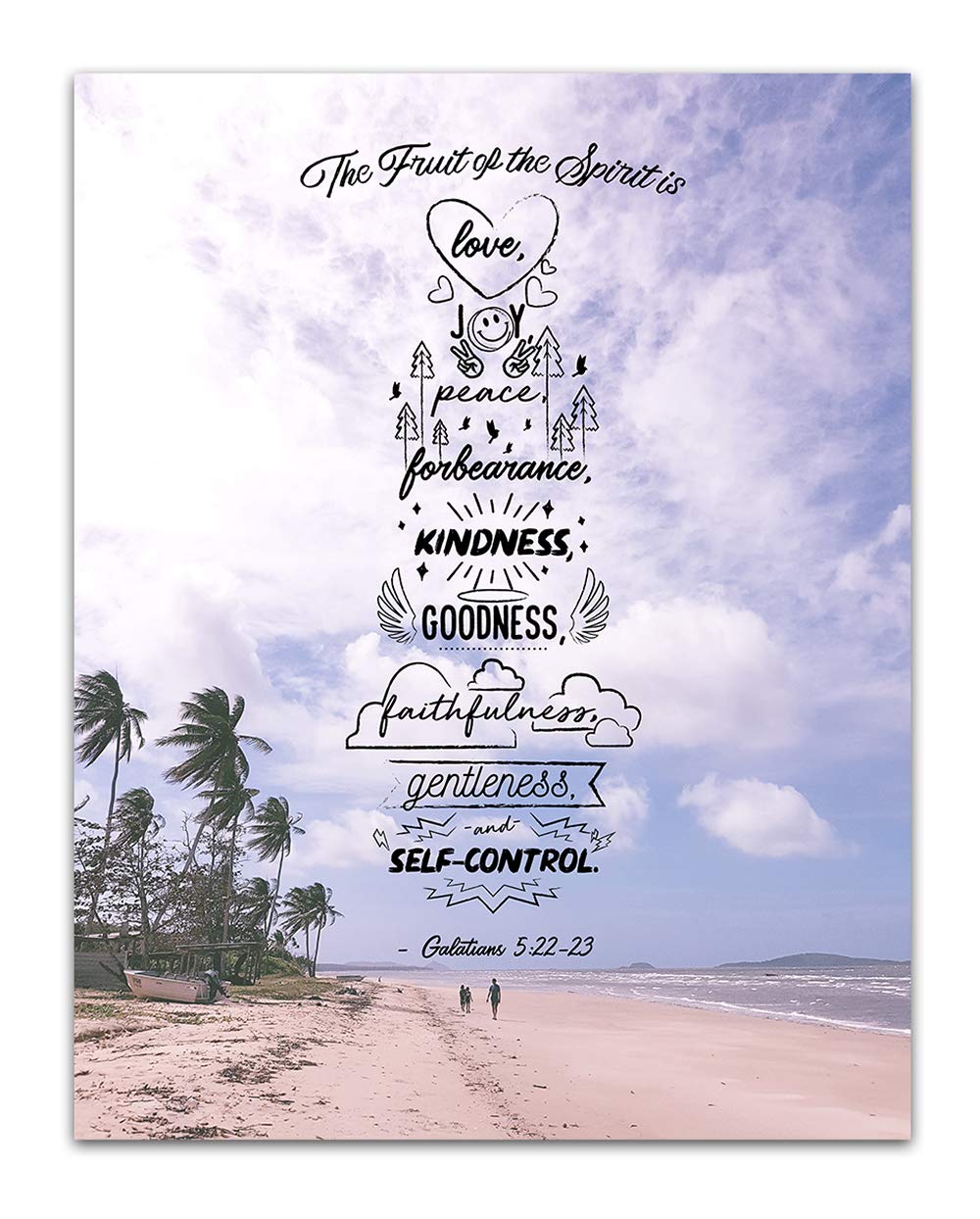 Fruit of the Spirit Bible Verse Wall Art - Christian Inspirational Print for Home & Office Decor - Farmhouse Style Motivational Quote Poster - Perfect for Living Room, Bedroom, Office & Gift Giving