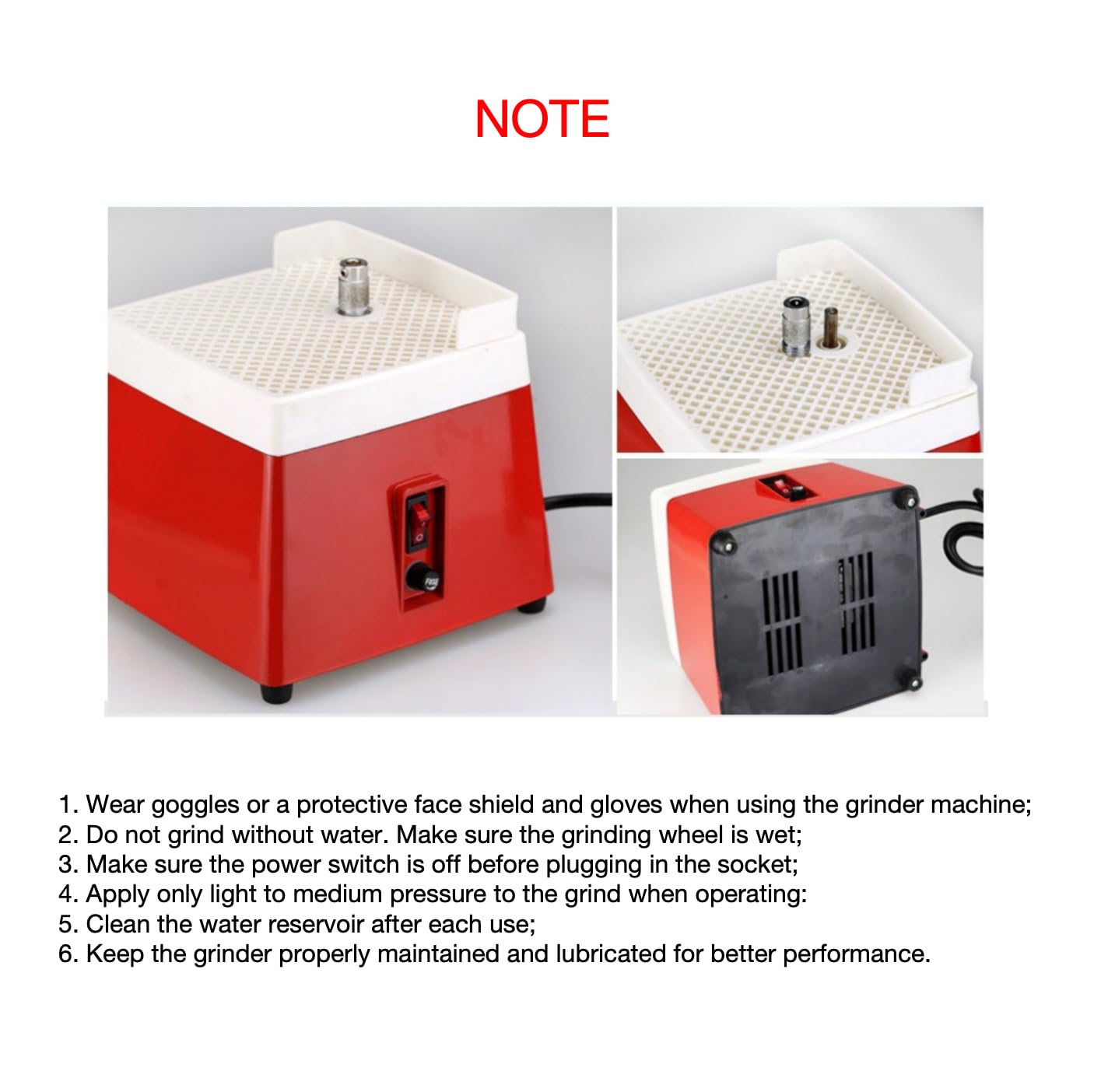 65W Stained Glass Grinder Machine - 110V Portable Mini Electric Glass Sander with Grinder Bit for Glass & Ceramic Processing - Perfect for DIY Art, Home Decoration & Craft Projects (Red, SGM074)