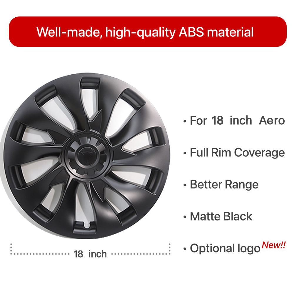 Tesla Model 3 18 Inch Überturbine Wheel Covers Kit - Matte Black Wheel Caps for 2017-2023 Model 3 | Enhance Style & Protect Rims for Daily Driving & Road Trips