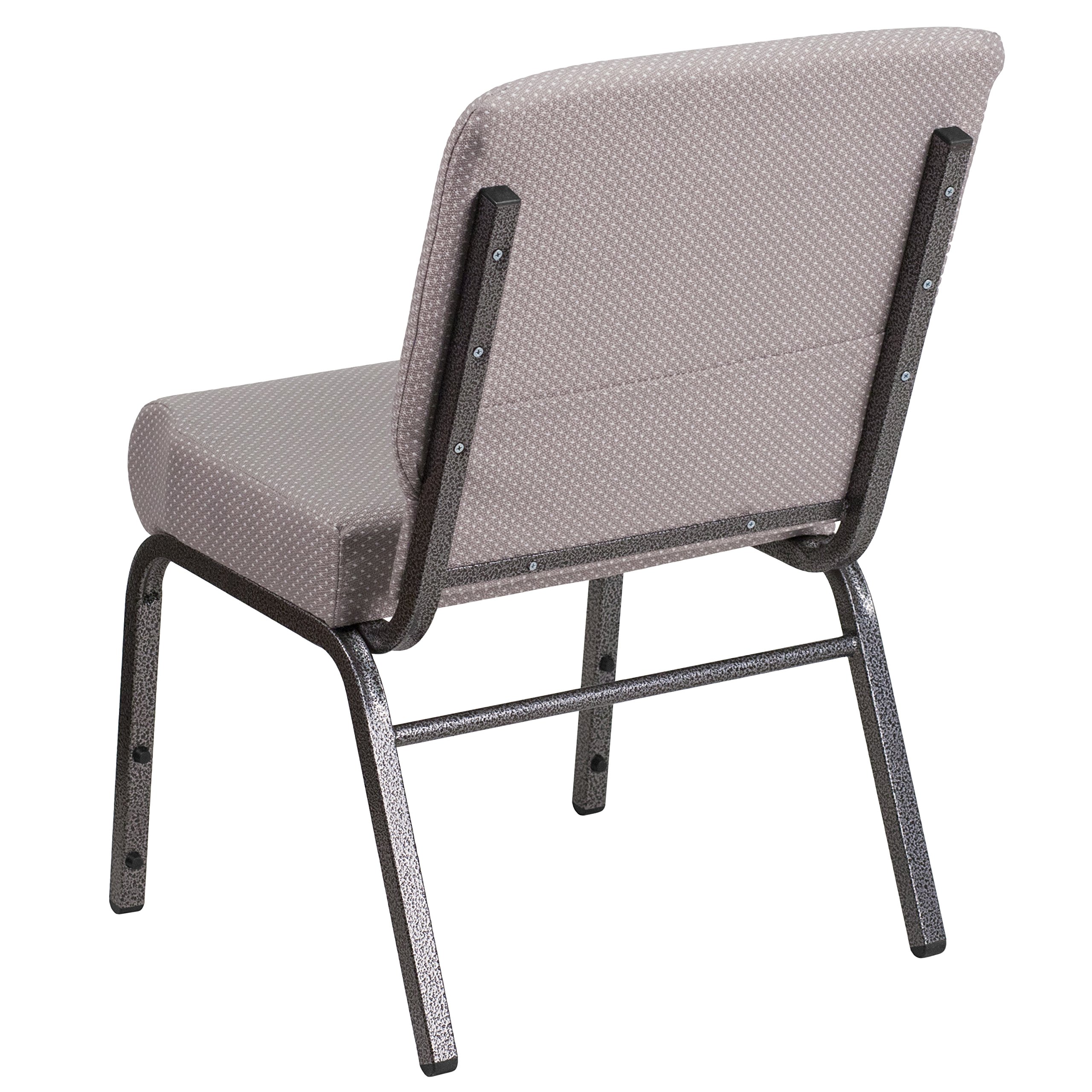 EMMA & OLIVER 21 Inch Wide Gray Dot Fabric Church Chair with Silver Vein Frame - Comfortable Padded Seat for Worship Services, Weddings & Events