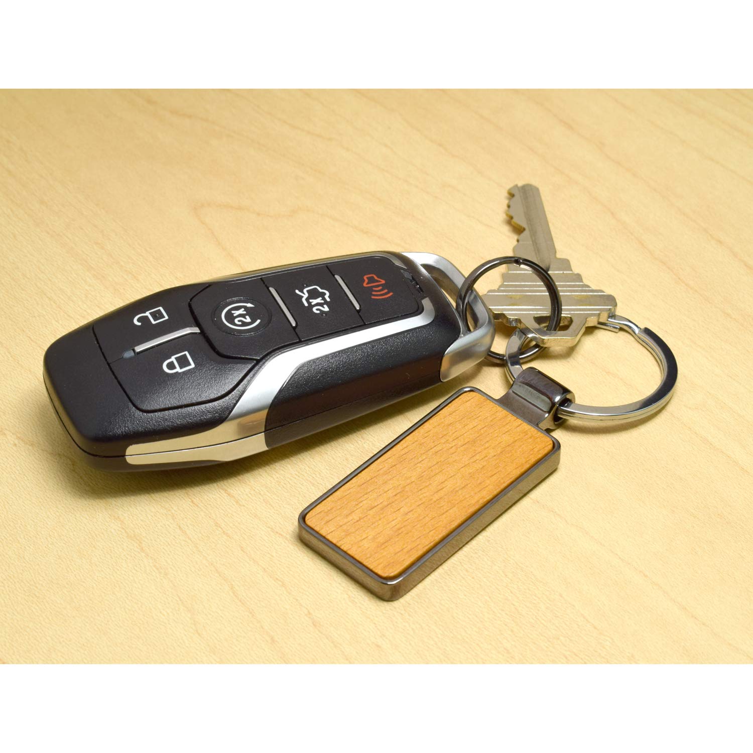 Premium Laser Engraved Maple Wood Keychain with Gunmetal Frame - Perfect for RAM Truck Owners, Car Keys, Gifts & Everyday Carry Accessories
