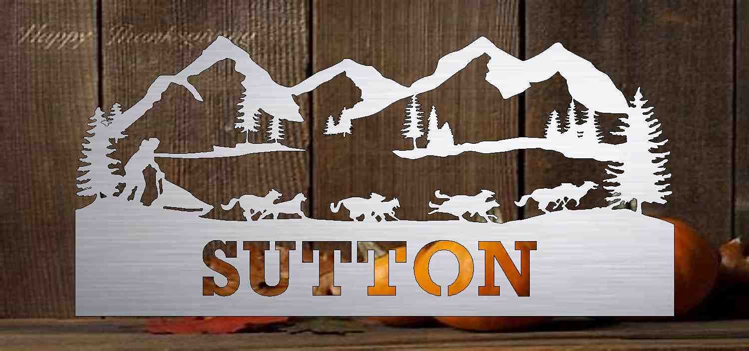 Custom 3ft Metal Dog Sled Sign - Personalized Name Plaque for Home Decor, Man Cave, or Cabin Wall Art