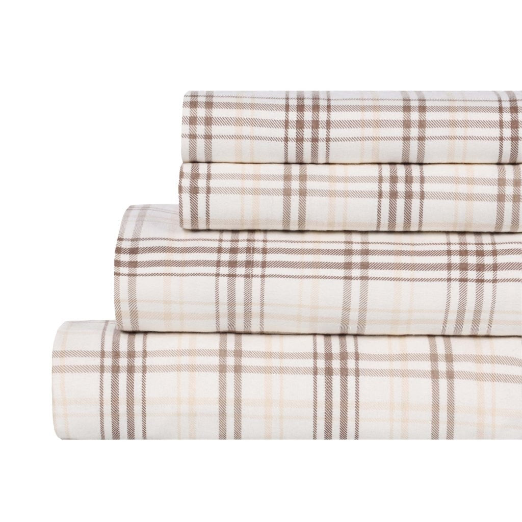 Soft Plaid Flannel Cotton Bed Sheet Set - Classic Farmhouse Style with Deep Pockets - Perfect for Cozy Winter Nights & Rustic Home Decor