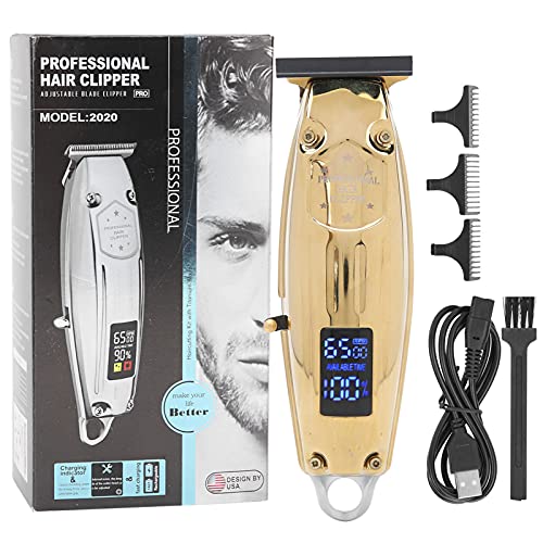 Professional Hair Clipper & Beard Trimmer for Men - High Power Electric Hair Cutting Kit with LCD Display, Gold Styling Tool for Home Barber Use & Travel Grooming