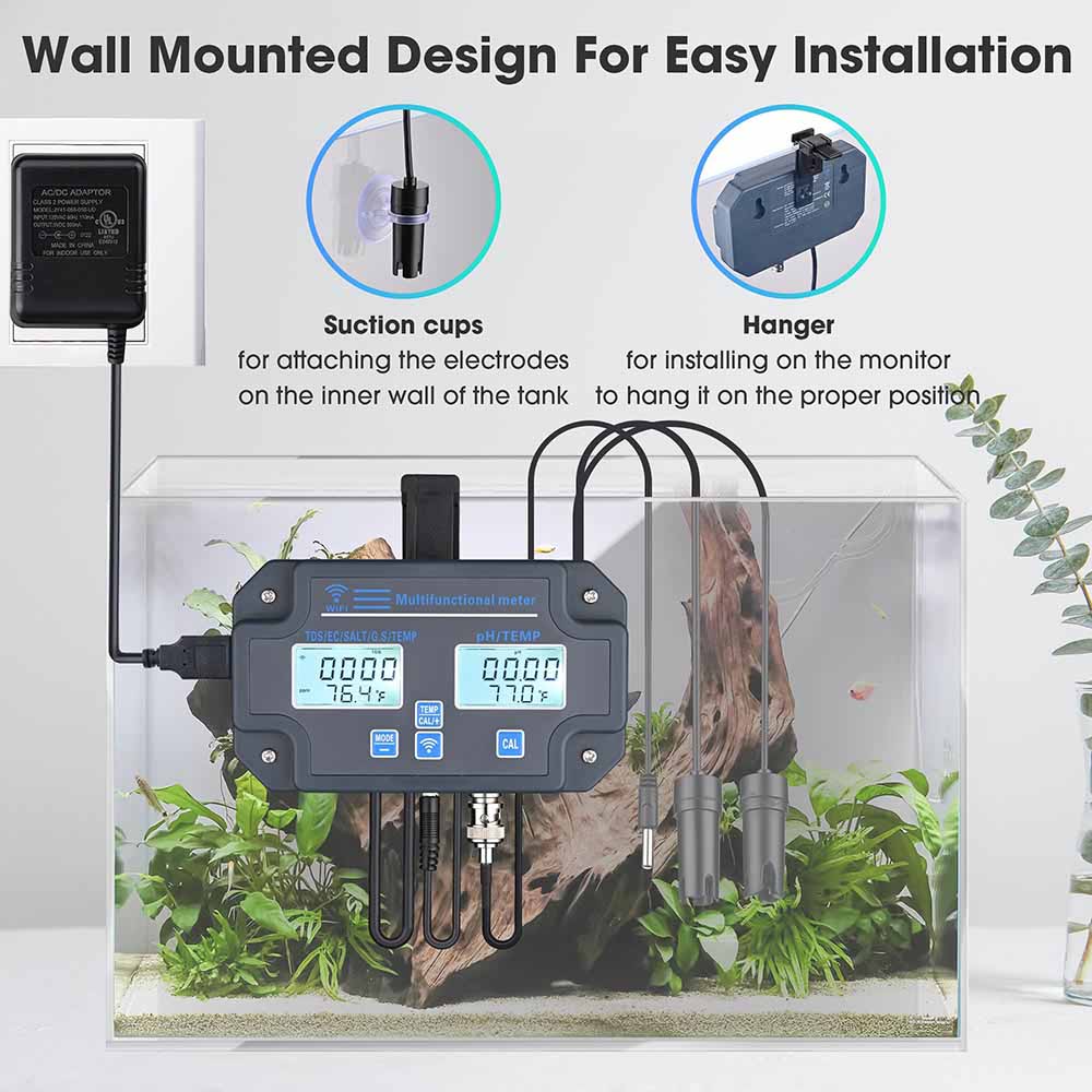 6-in-1 Water Quality Tester Meter - Measure pH, Temperature, TDS, EC, S.G & Salt Levels | Perfect for Aquariums, Pools, Hydroponics & Drinking Water Testing