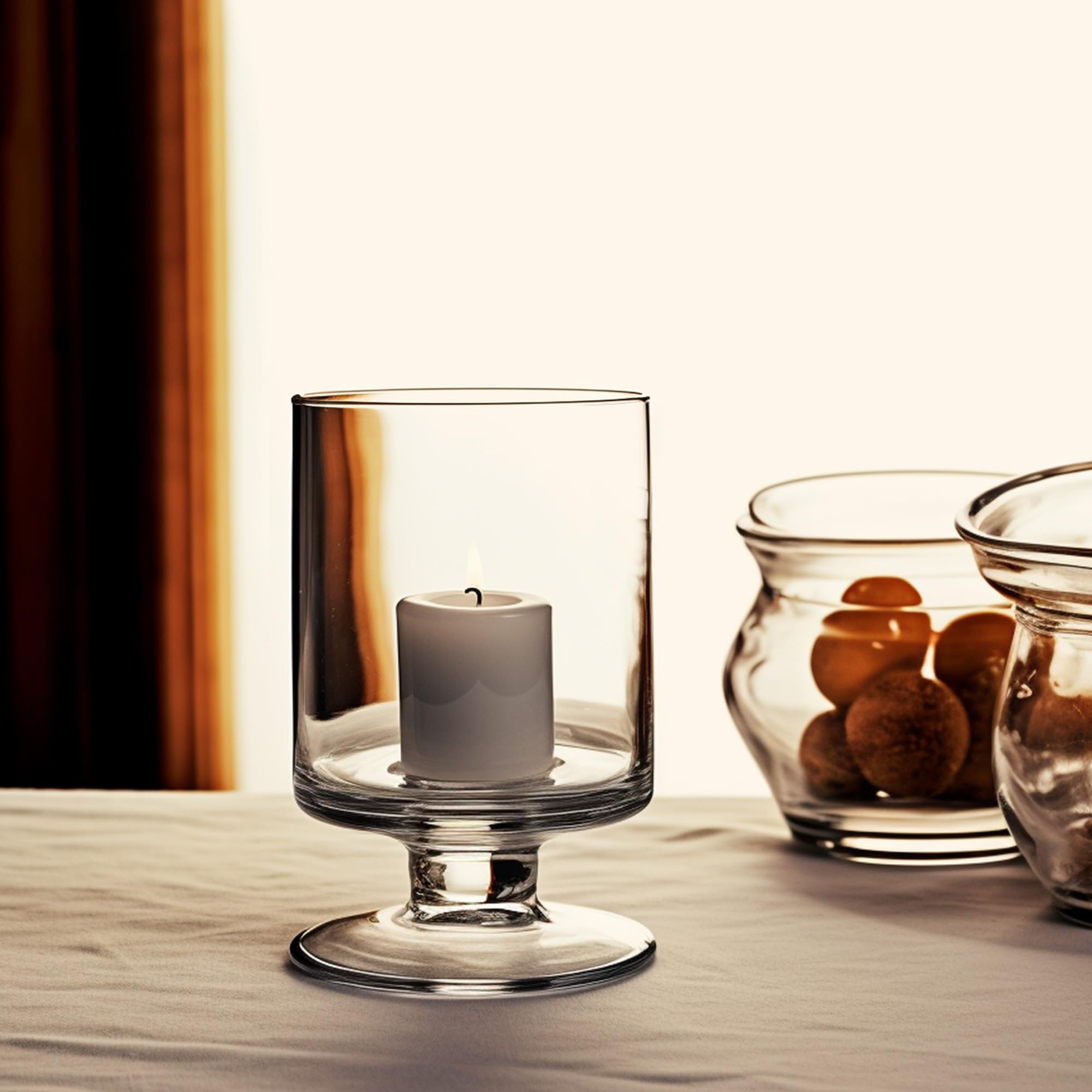 Premium Glass Hurricane Pillar Candle Holders - 8
