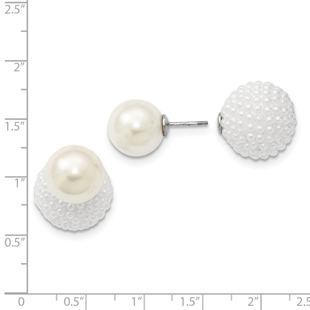 925 Sterling Silver Imitation Shell Pearl Earrings - 11-12mm & 15-16mm White Pearl Studs for Women, Elegant Gift for Birthday, Anniversary & Wedding Jewelry