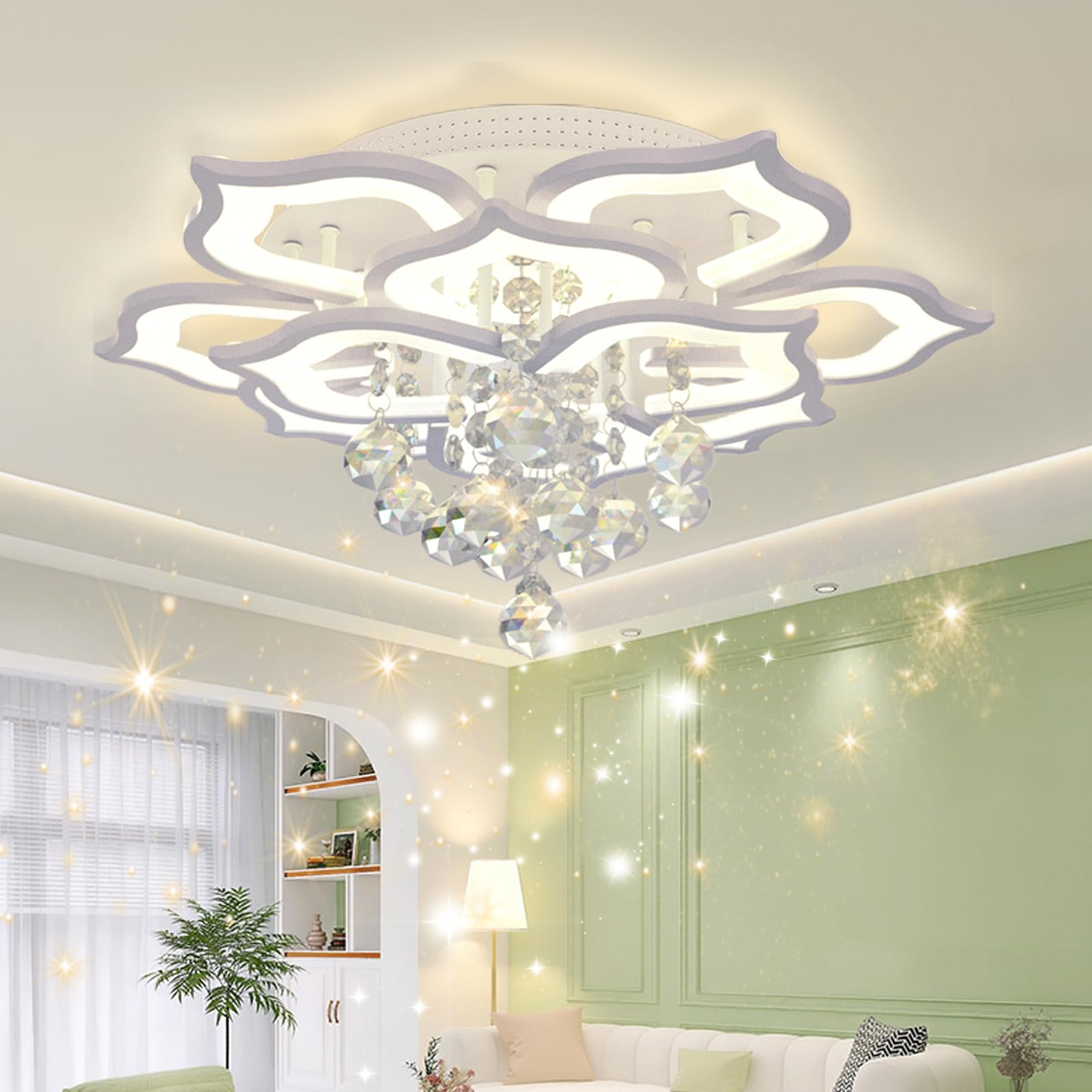 Modern Crystal Flush Mount LED Chandelier - 26.8
