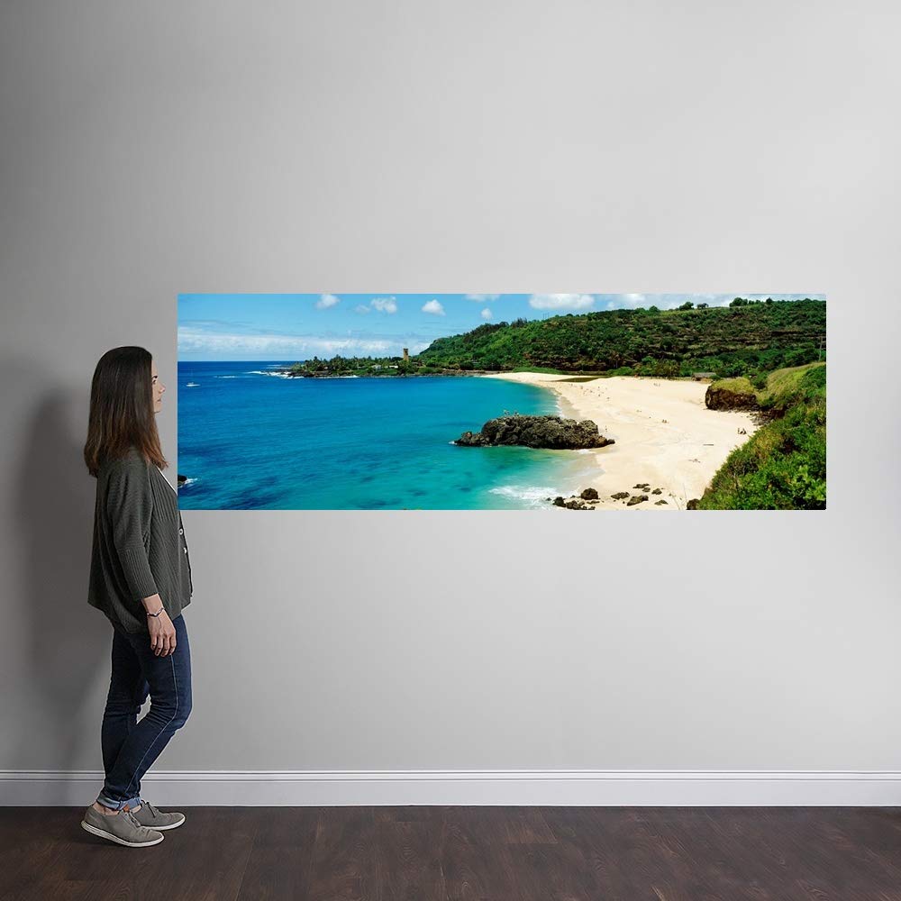 Hawaii Wall Decal - Stunning Oahu Waimea Bay Beach View Coastal Art Canvas Print | Perfect for Living Room, Bedroom & Office Decor