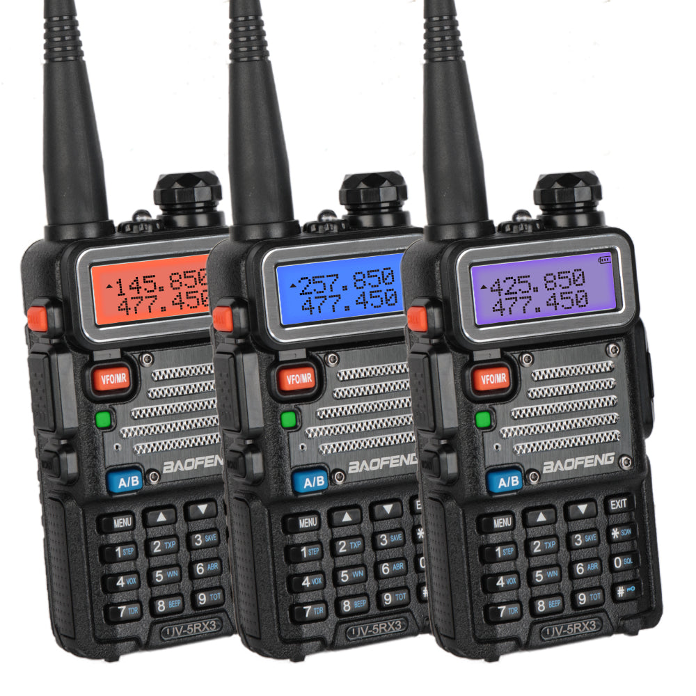 Baofeng UV-5RX3 Tri-Band Radio with 1.25M/2M/70CM Bands, Tri-Color LCD Display, Dual Antennas & Programming Cable - Perfect for Ham Radio, Emergency Communication & Outdoor Adventures