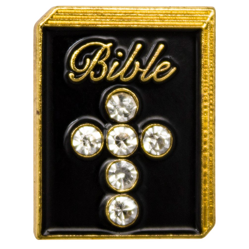 Rhinestone Bible Pins Gold & Black - 3 Pack for Church & Gifts