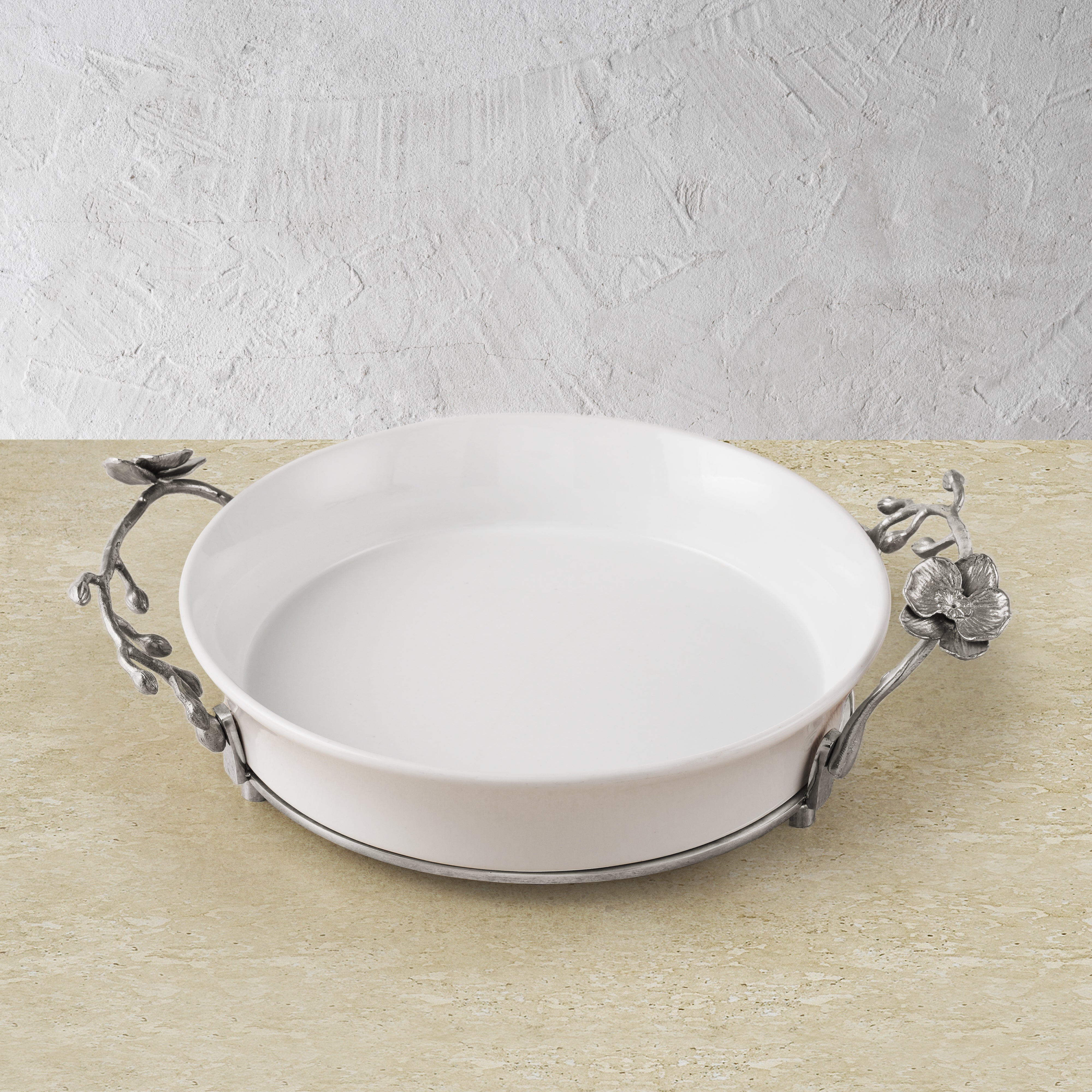 White Orchid Pie Dish - 9 Inch Ceramic Baking Pan for Pies, Quiches & Tarts | Perfect for Thanksgiving, Christmas & Family Gatherings