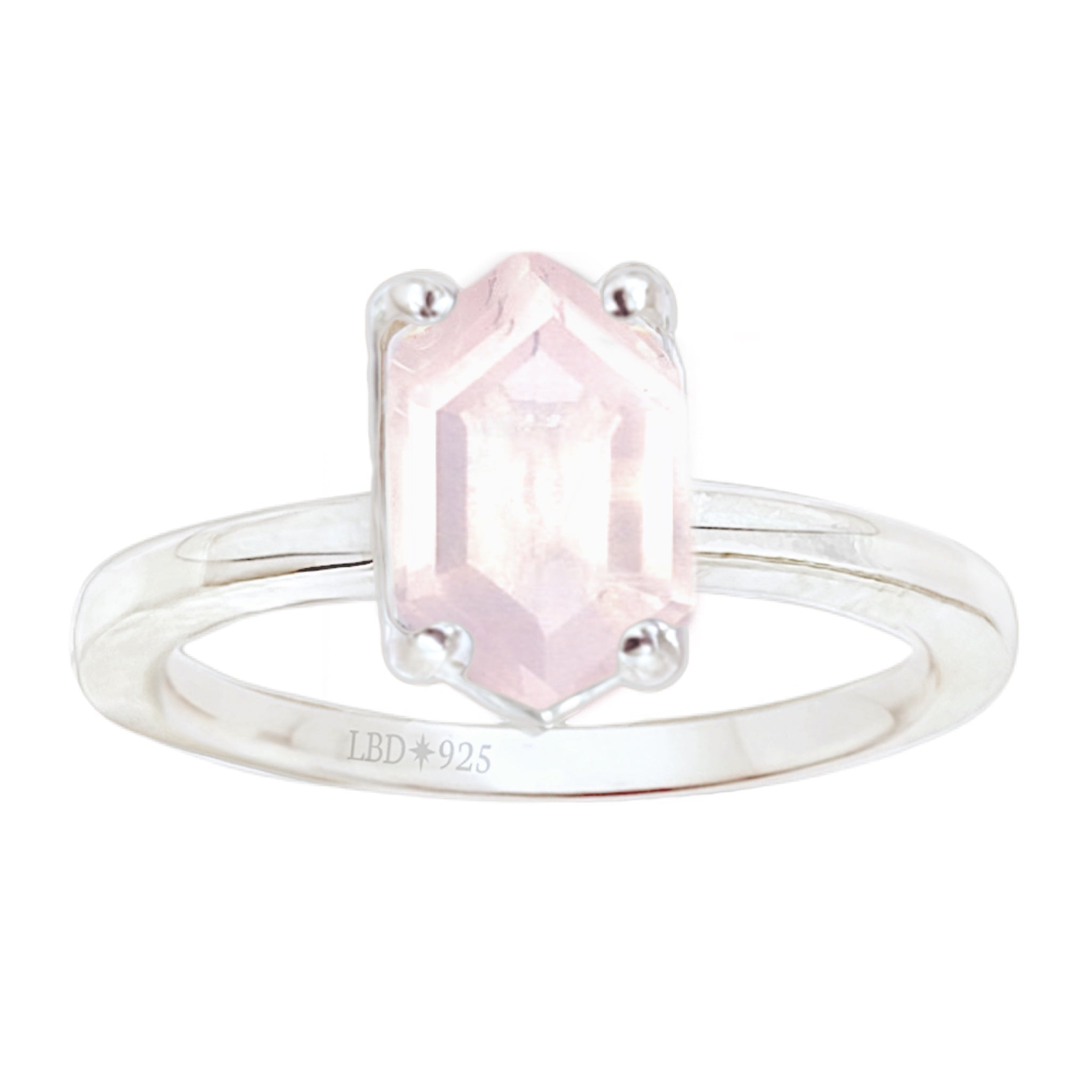 Mini Hexagon Rose Quartz Crystal Ring for Women - Elegant Healing Stone Jewelry for Love & Positivity - Perfect for Gifts, Meditation & Everyday Wear