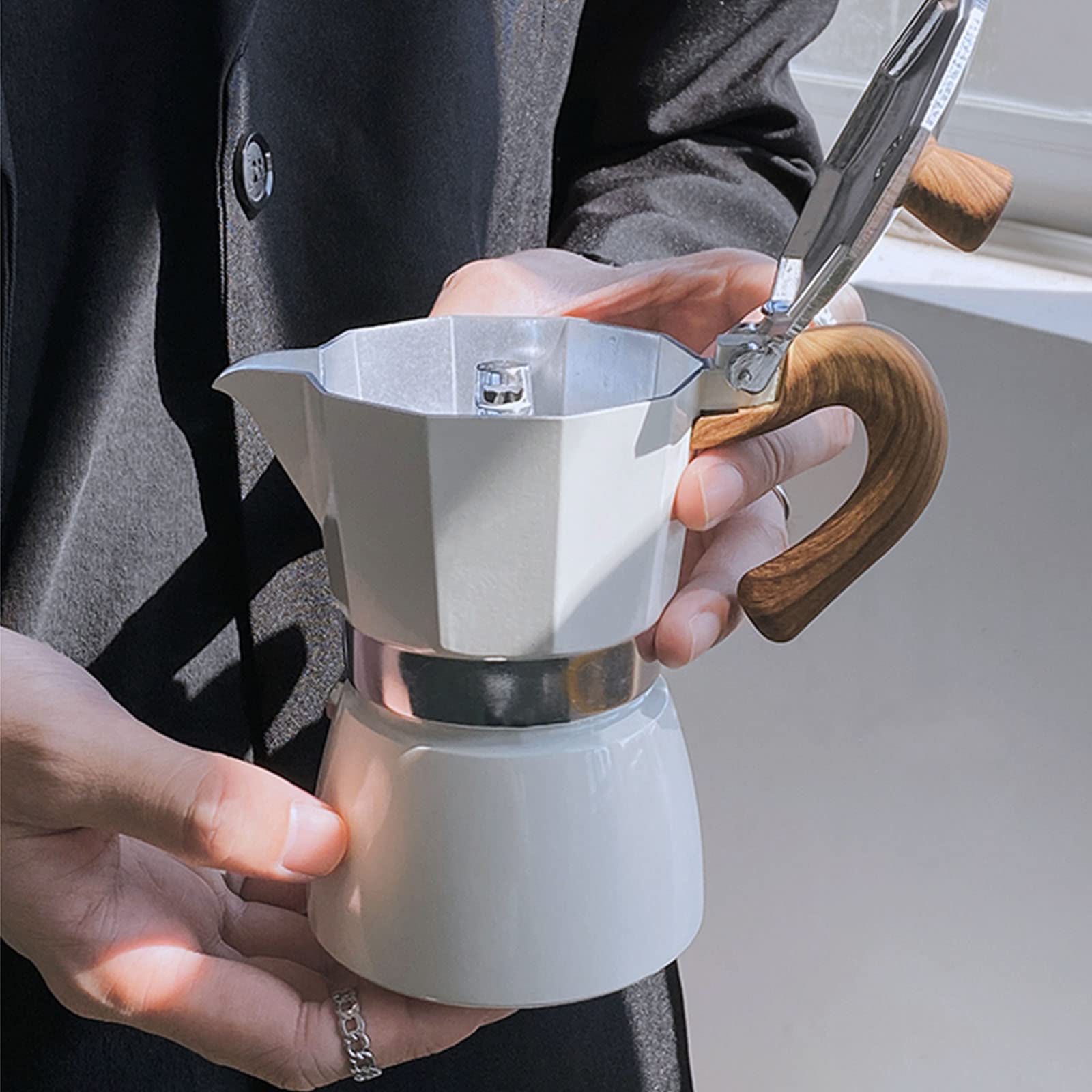 Premium Moka Pot - 3 Cup Stovetop Espresso Maker | Italian Coffee Brewer for Home, Camping & Travel | Perfect for Espresso, Cappuccino & Latte | Durable Aluminum Percolator for Gas & Electric Stoves