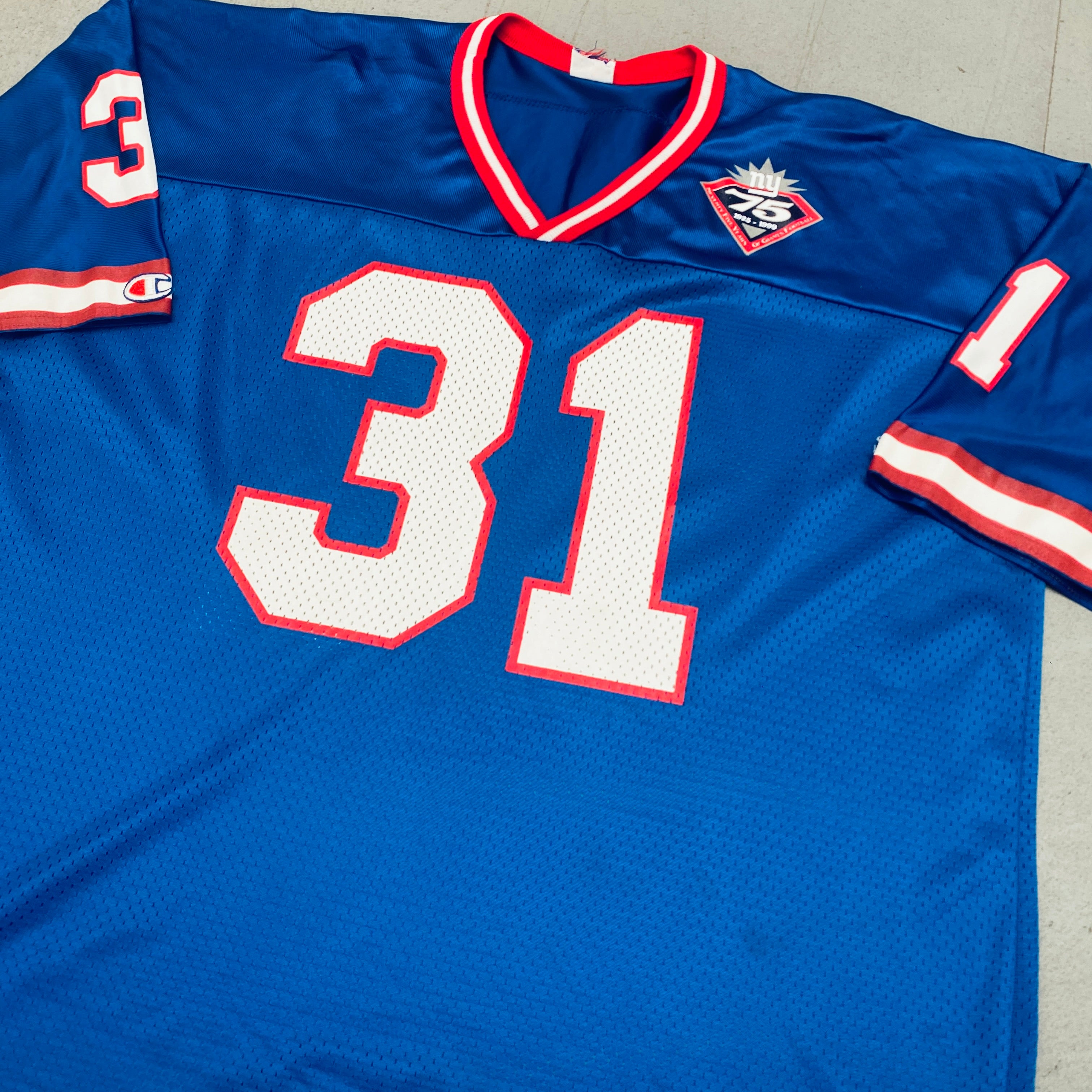 Authentic New York Giants Jason Sehorn 1999/00 Jersey with 75 Seasons Patch - XXL Size - Perfect for NFL Fans, Game Day & Sports Memorabilia Collectors