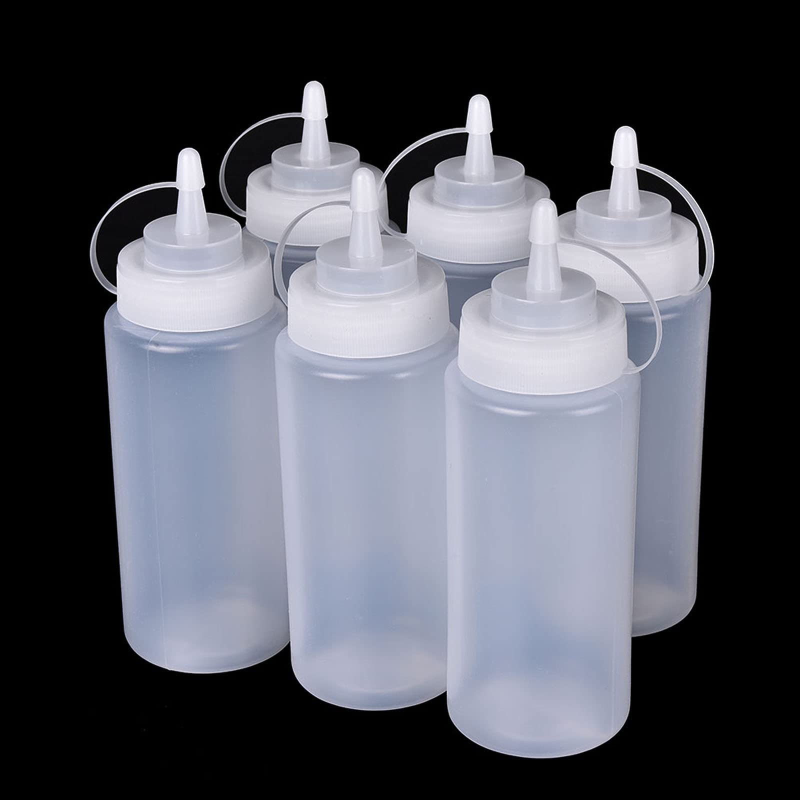 6-Pack 16 Oz Clear Plastic Squeeze Condiment Bottles with Nozzle Tip - Perfect for Ketchup, Mustard, BBQ Sauce & Salad Dressing - Ideal for Restaurants, Food Trucks & Home Kitchens