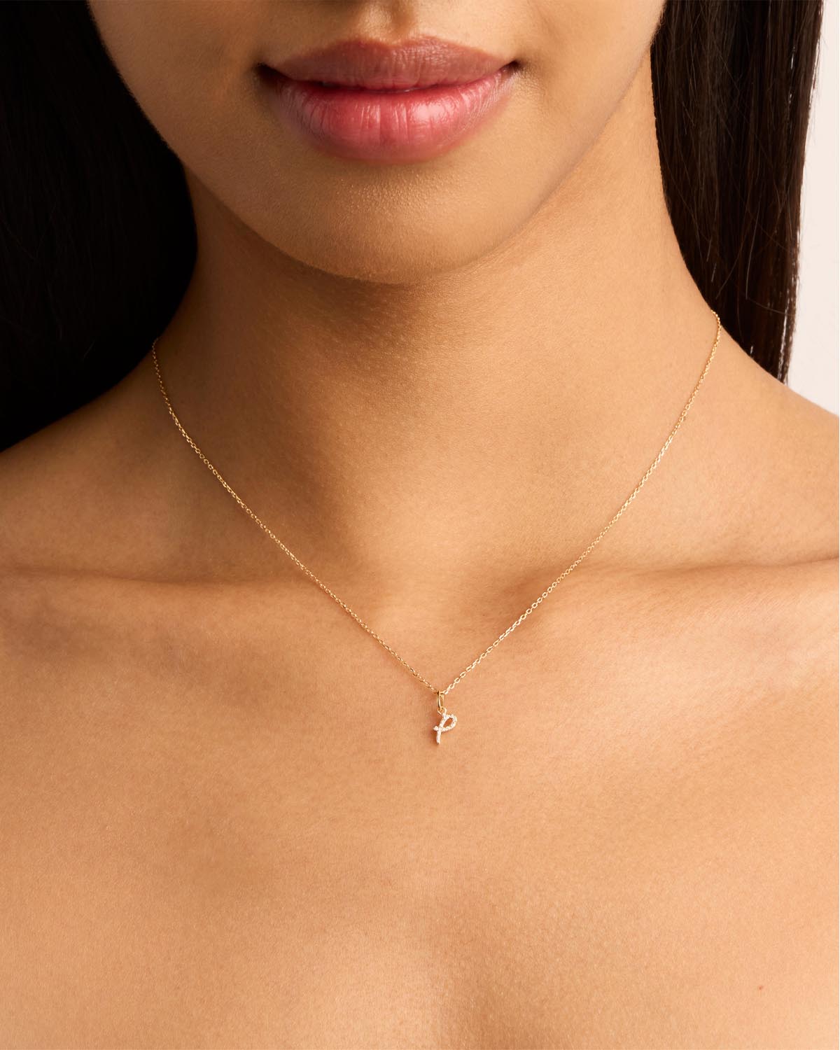 14K Solid Gold Forever Love Diamond Letter Necklace Pendant - Personalized Initial Jewelry Gift for Women, Perfect for Valentine's Day, Anniversary & Special Occasions