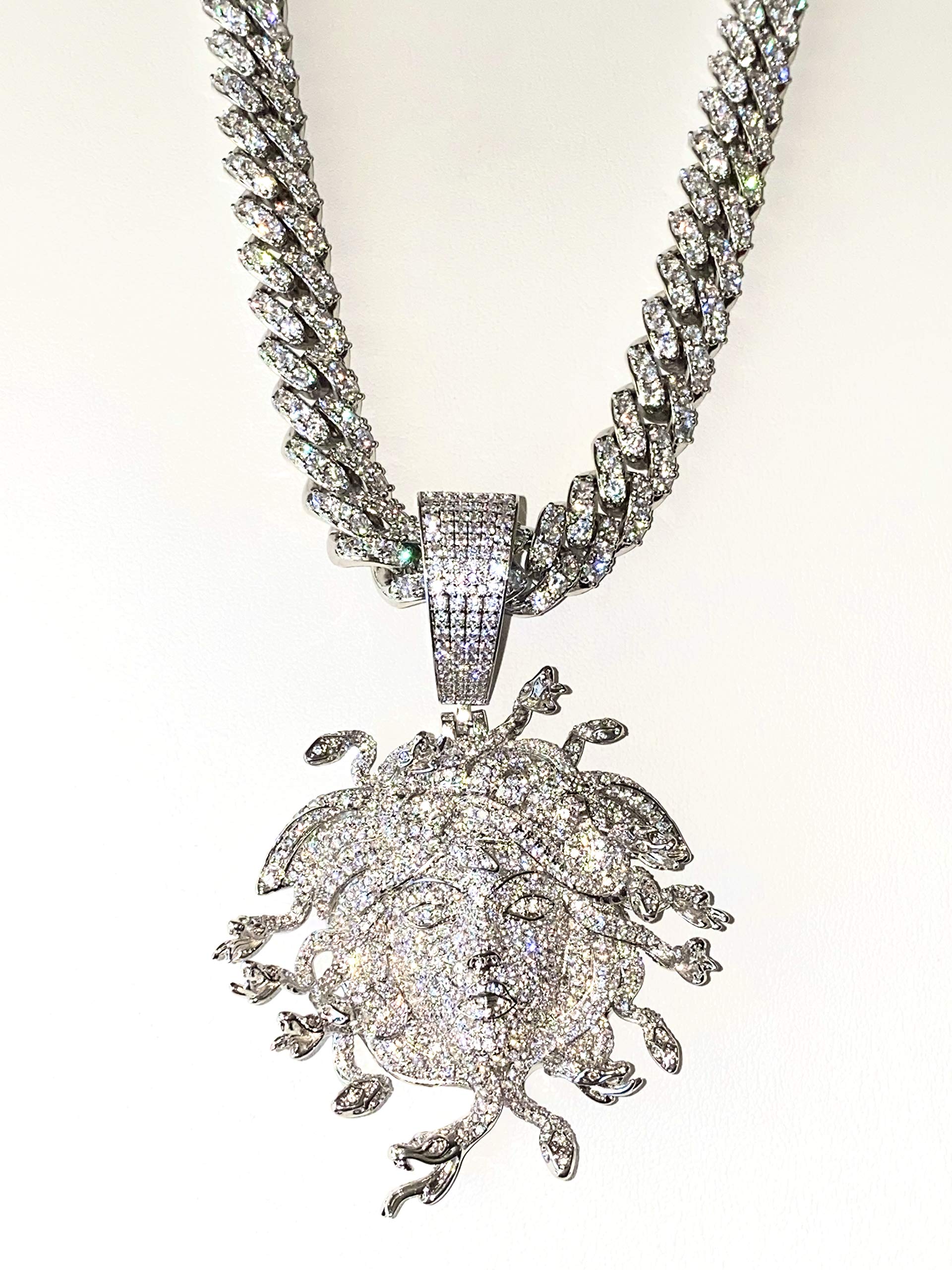 14K White Gold Miami Cuban Chain Necklace - 12mm 20