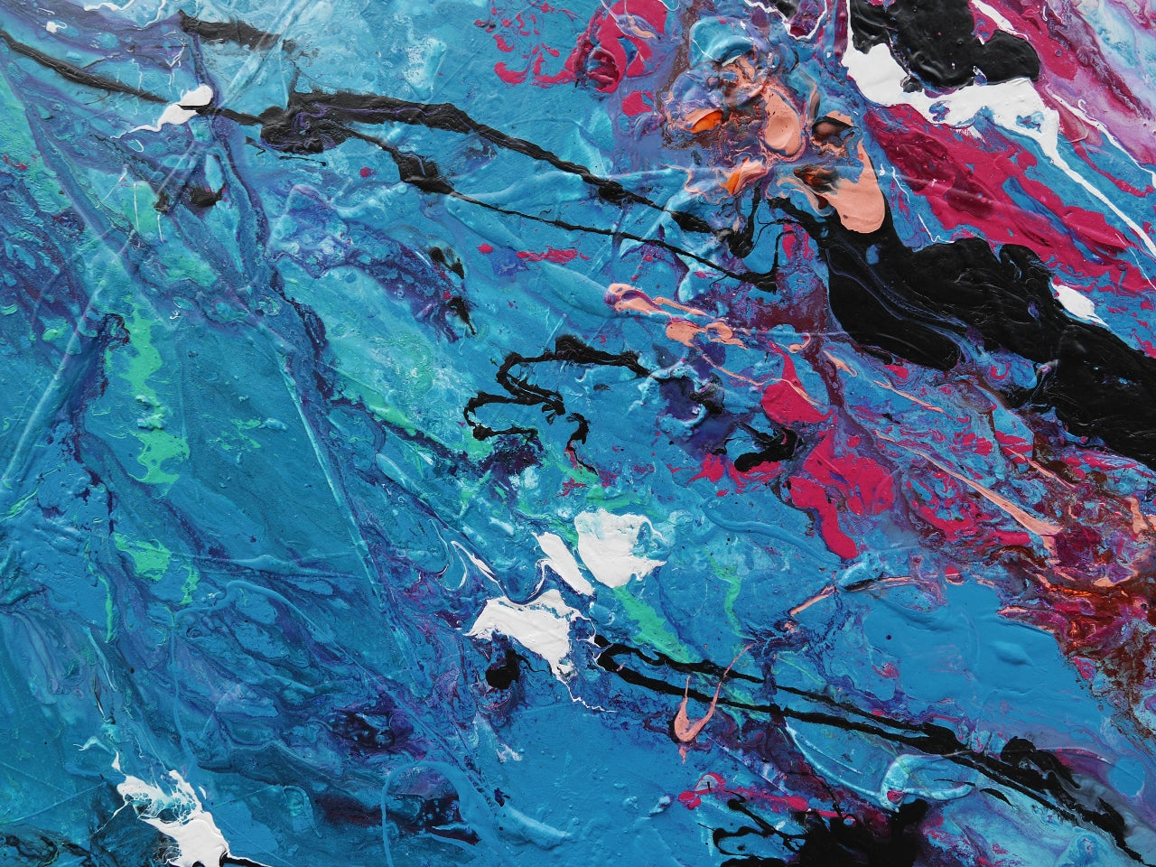 Bloom 240cm x 120cm Blue Pink Textured Abstract Canvas Art - Modern Wall Decor for Living Room, Bedroom & Office