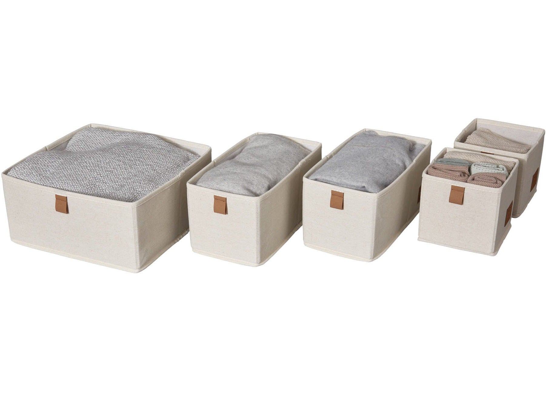 Premium Fabric Wardrobe Organizer Set of 5 - Cream Color Closet Storage Solution for Clothes, Shoes & Accessories - Perfect for Bedroom, Closet & Travel Organization