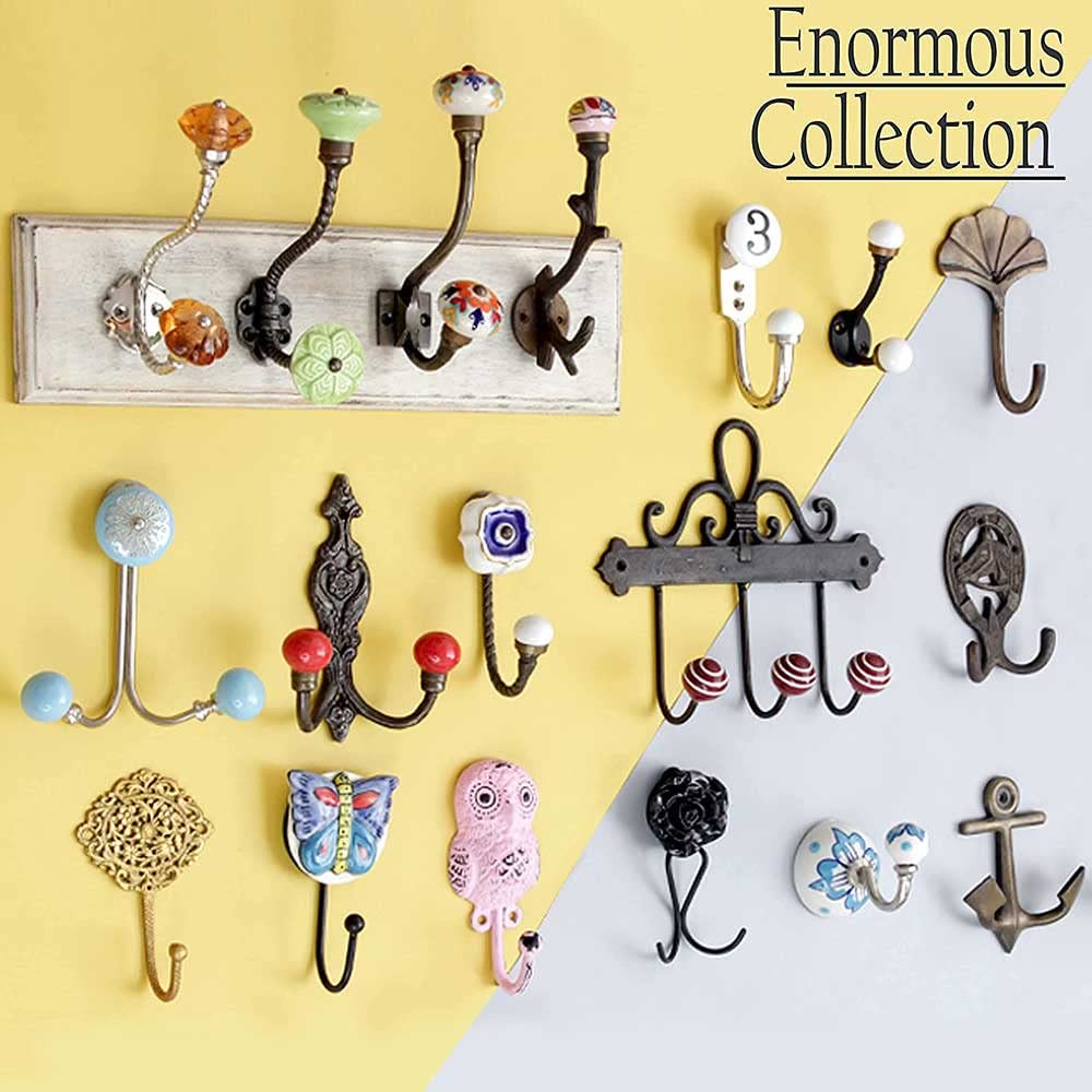 Golden Brass Elephant Wall Hooks - Handmade Tribal Design for Keys & Hats