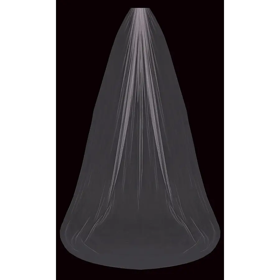 Elegant Cathedral Wedding Veil V2103C - Long Bridal Veil with Lace Trim for Church Ceremonies & Formal Weddings