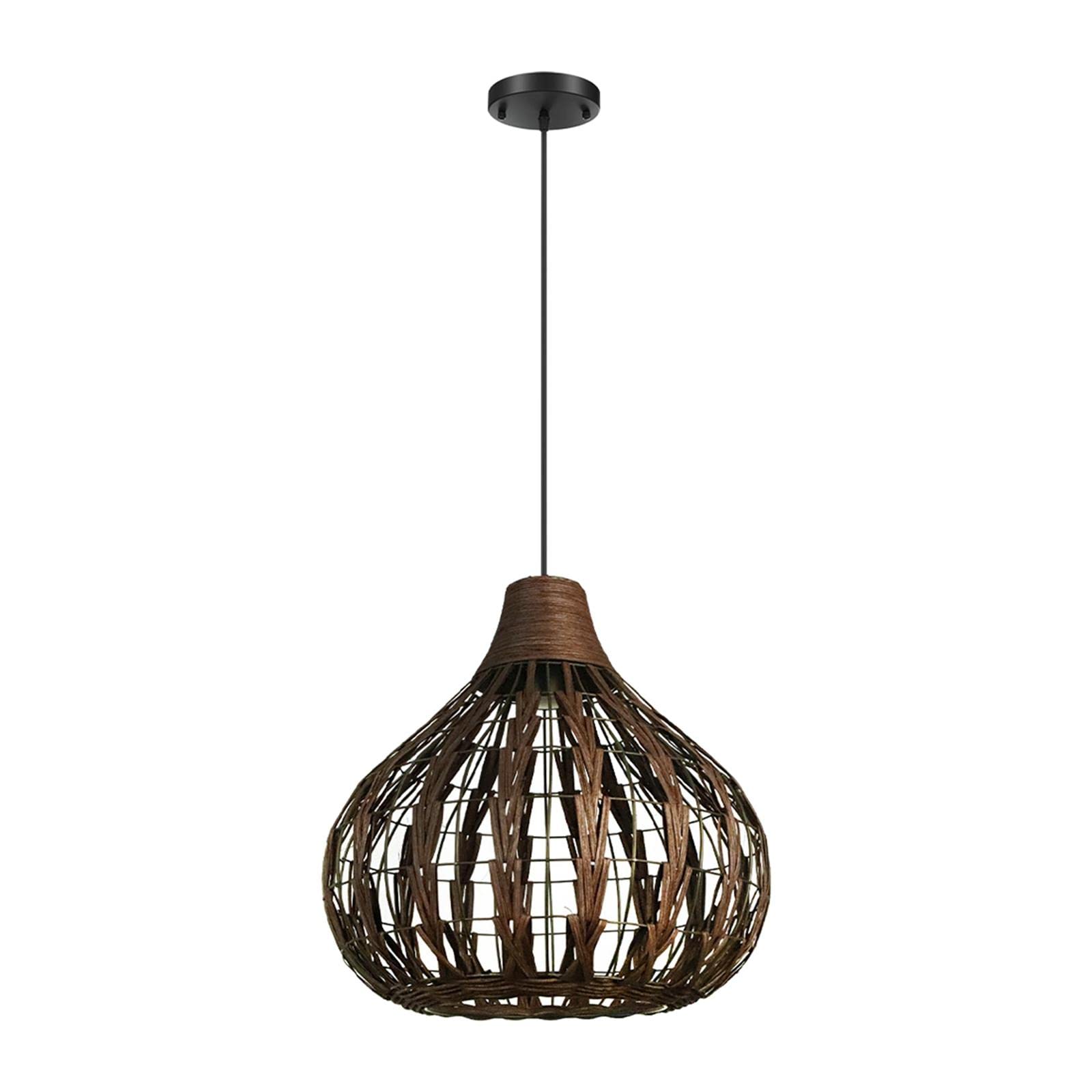 SM SunniMix Boho Woven Pendant Light Cover - Handcrafted Rattan Lampshade for Chandelier & Ceiling Fixtures | Perfect for Hotel, Restaurant, Dining Room, Living Room & Corridor Lighting Decor