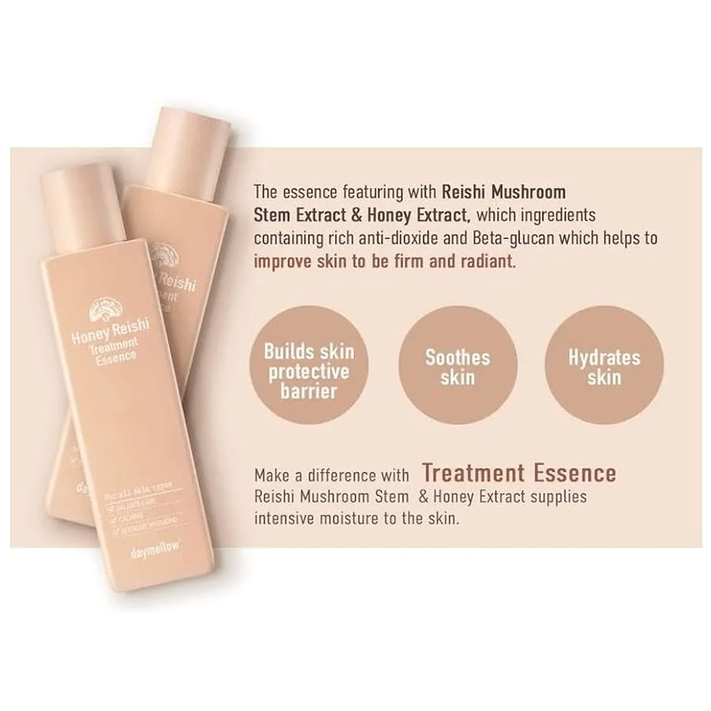 Daymellow Honey Reishi Treatment Essence 200ml - Hydrating Facial Serum with Organic Ingredients for Glowing Skin | Perfect for Daily Skincare Routine & Nighttime Moisturizing