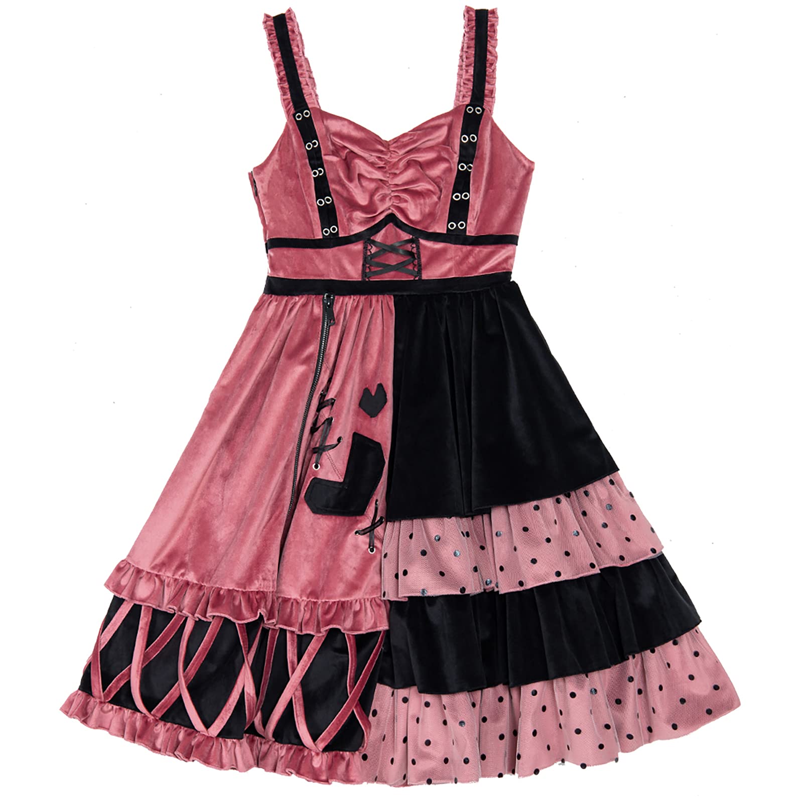 Sweet Lolita Dress Plus Size Kawaii Victorian Gothic Dress for Women & Girls - Black Pink Gothic Lolita Coat | XL & X-Large Sizes | Perfect for Cosplay, Tea Parties & Gothic Fashion Events