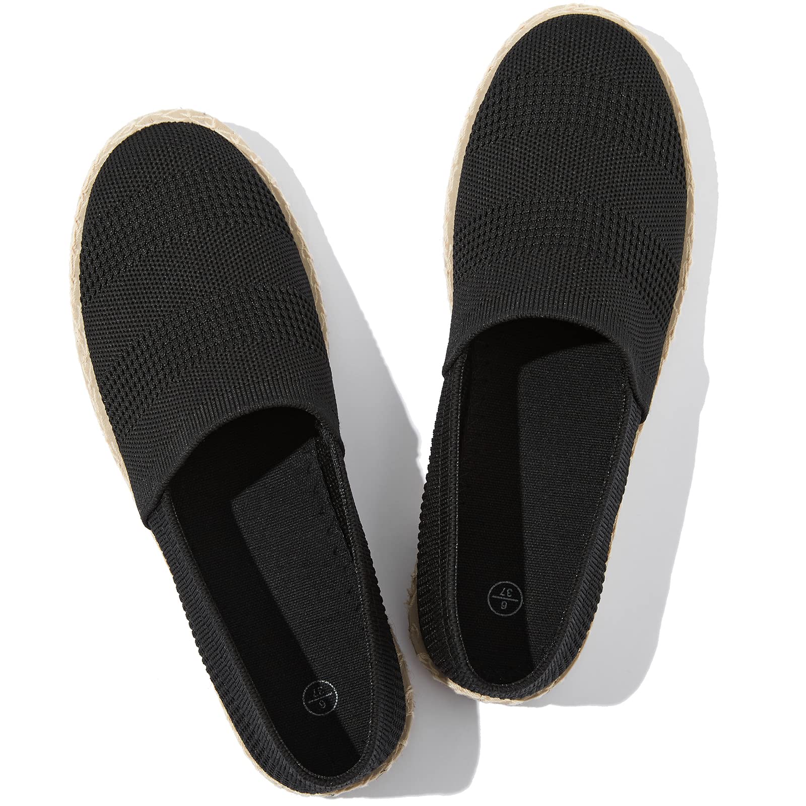 POVOGER Women's Black Mesh Slip-On Loafers - Breathable Soft Casual Flats for Women | Comfortable Everyday Shoes for Work, Walking & Travel