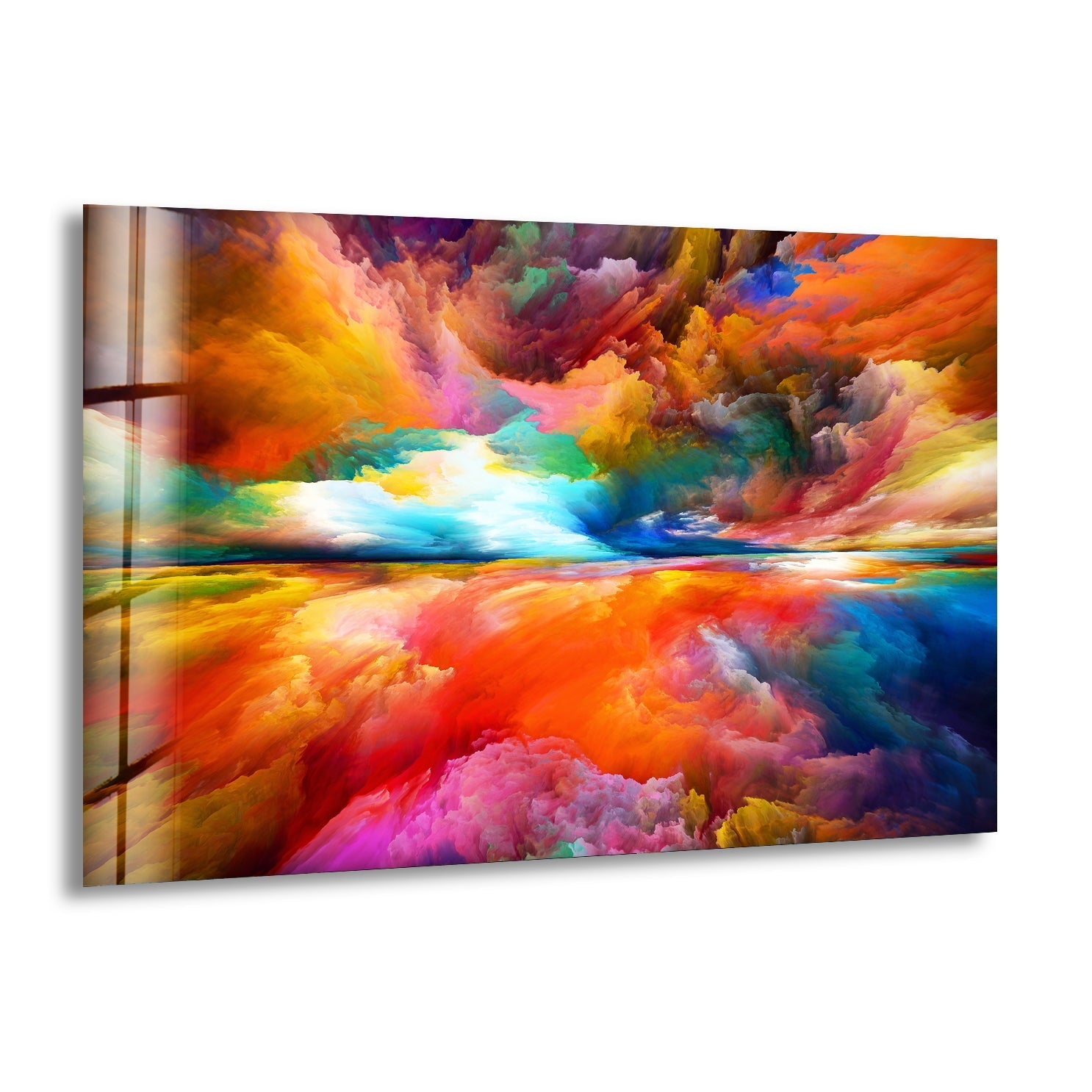 Abstract Colorful Clouds Glass Wall Art - Modern Handmade Stained Glass Decor for Living Room, Bedroom, Office - Unique Home & Gift Idea for Housewarming, Wedding, Birthday