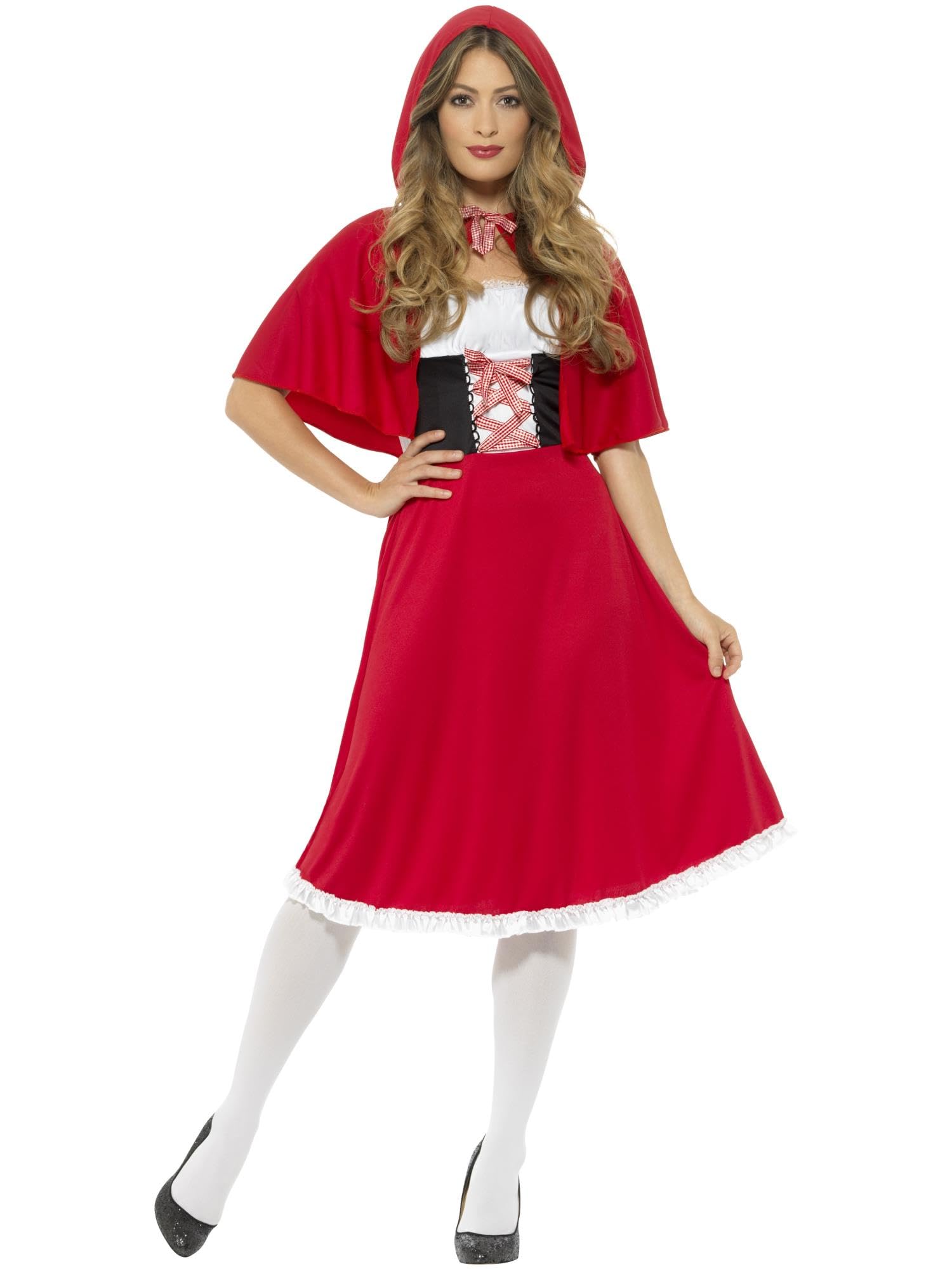 Smiffys Women's Red Riding Hood Costume - Halloween Fairy Tale Dress for Adults, Cosplay & Themed Parties