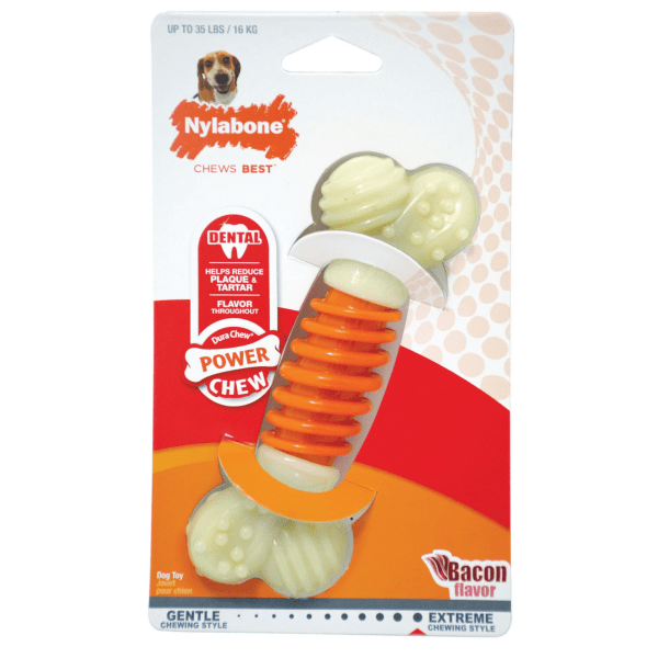 Nylabone PRO Action Dental Power Chew - Durable Dog Chew Toy for Aggressive Chewers | Promotes Dental Health | Great for Large & Medium Dogs | Indoor & Outdoor Play