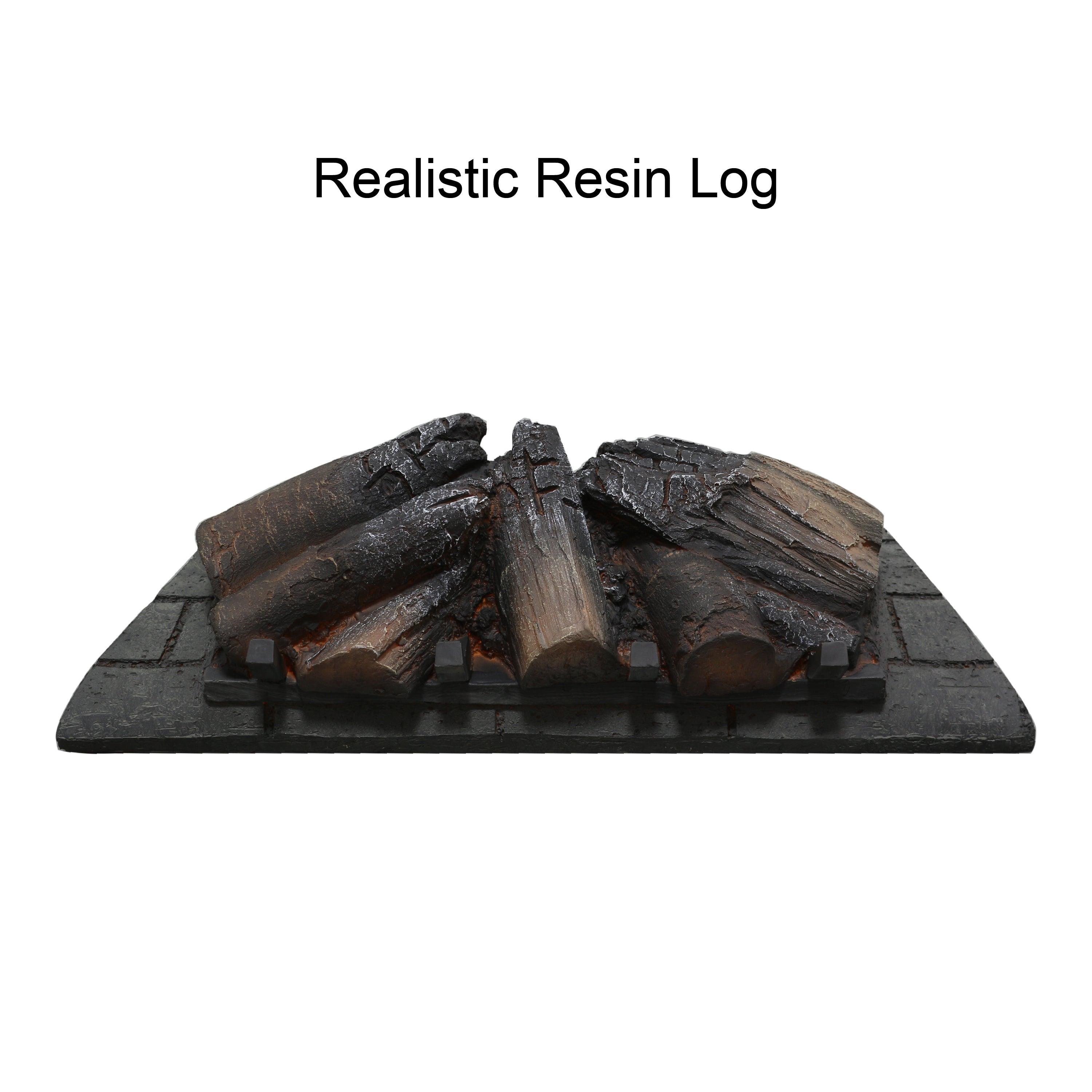 26 Inch Infrared Quartz Heater Fireplace Insert - Wood Log & Brick Design for Home, Office, and Patio Heating - Energy Efficient Indoor Electric Fireplace with Realistic Flame Effect