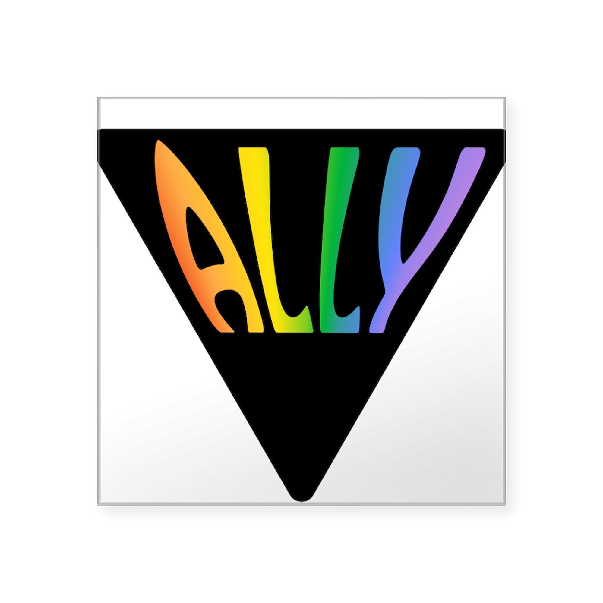 Triangle Ally Pride Square Sticker 3x3 Inch - Waterproof Vinyl Bumper Sticker for Car, Laptop, Phone - LGBTQ+ Support Decal for Windows, Notebooks, and Personal Belongings