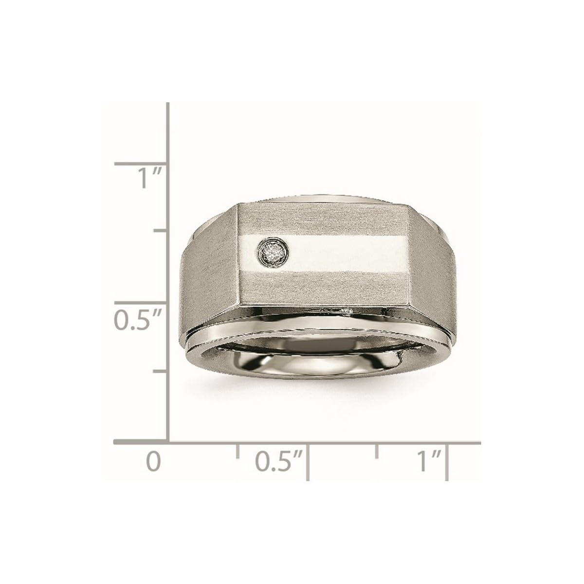 Engravable Titanium Diamond Ring for Women - Size 12.5, Polished & Satin Finish - Perfect for Weddings, Anniversaries & Special Occasions
