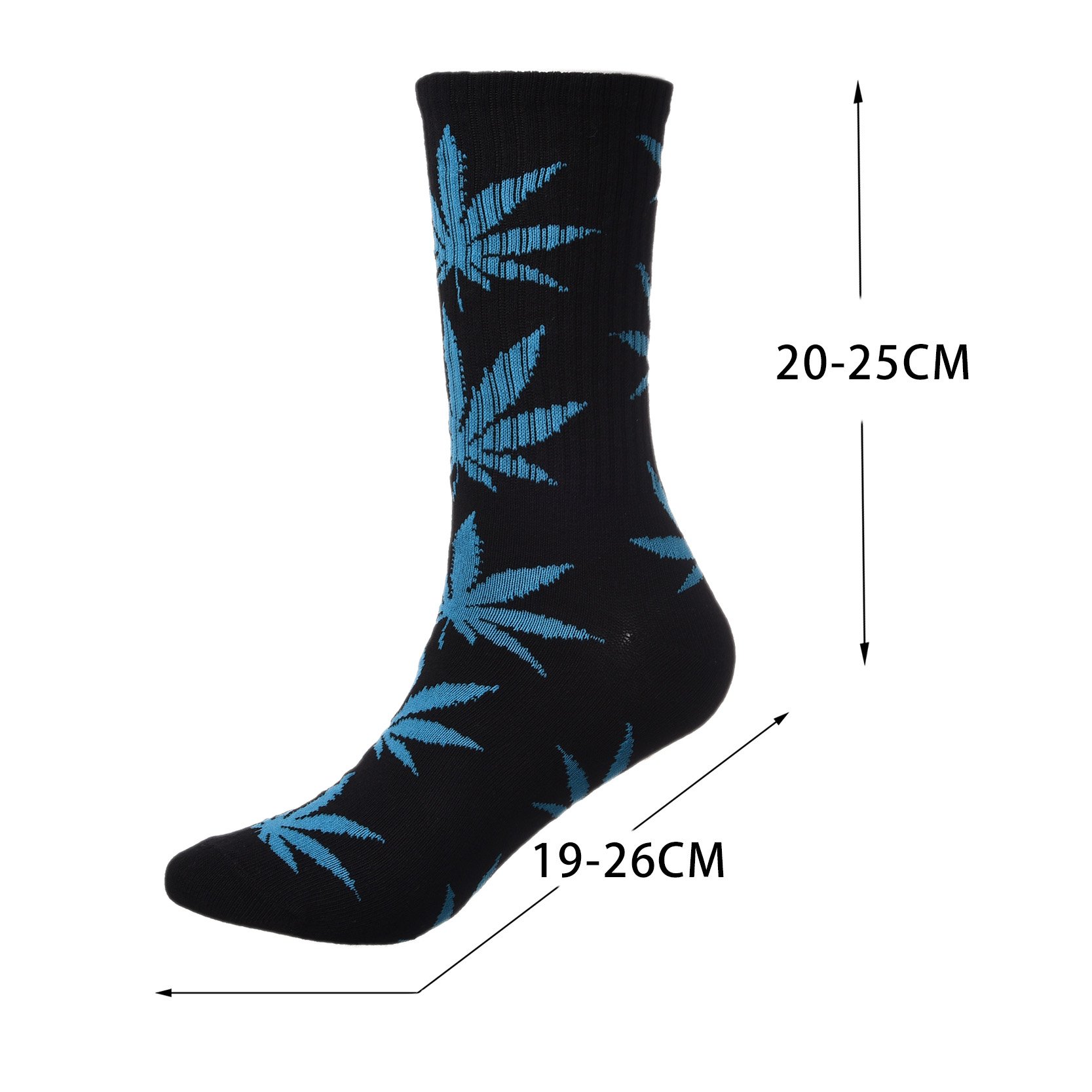Huga Fang 4 Pairs Marijuana Leaf Print Cotton Crew Socks for Men & Women - Breathable Athletic Sports Socks for Running, Gym, Casual Wear & Festival Outfits