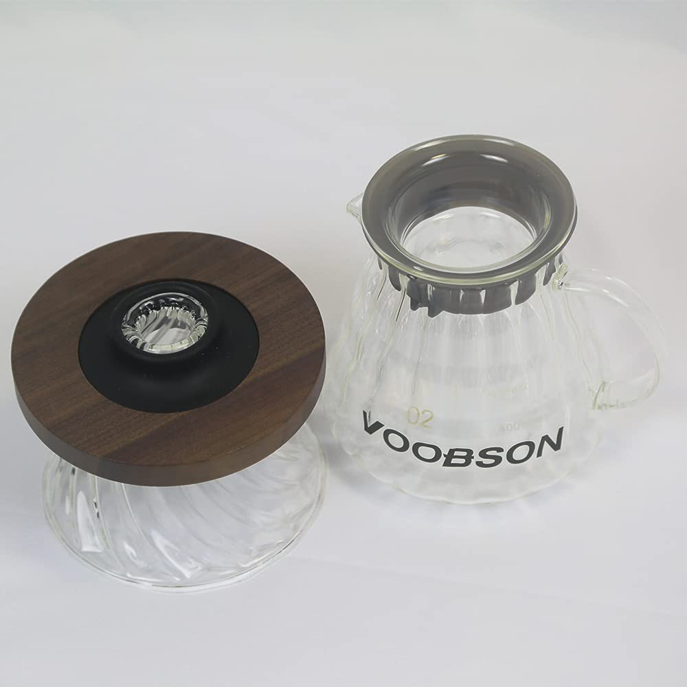 Premium Glass Pour Over Coffee Maker Set with Wooden Sleeve - Manual Dripper Brewer & Permanent Filter for Specialty Coffee Lovers - Perfect for Home Brewing, Office Use & Camping Trips