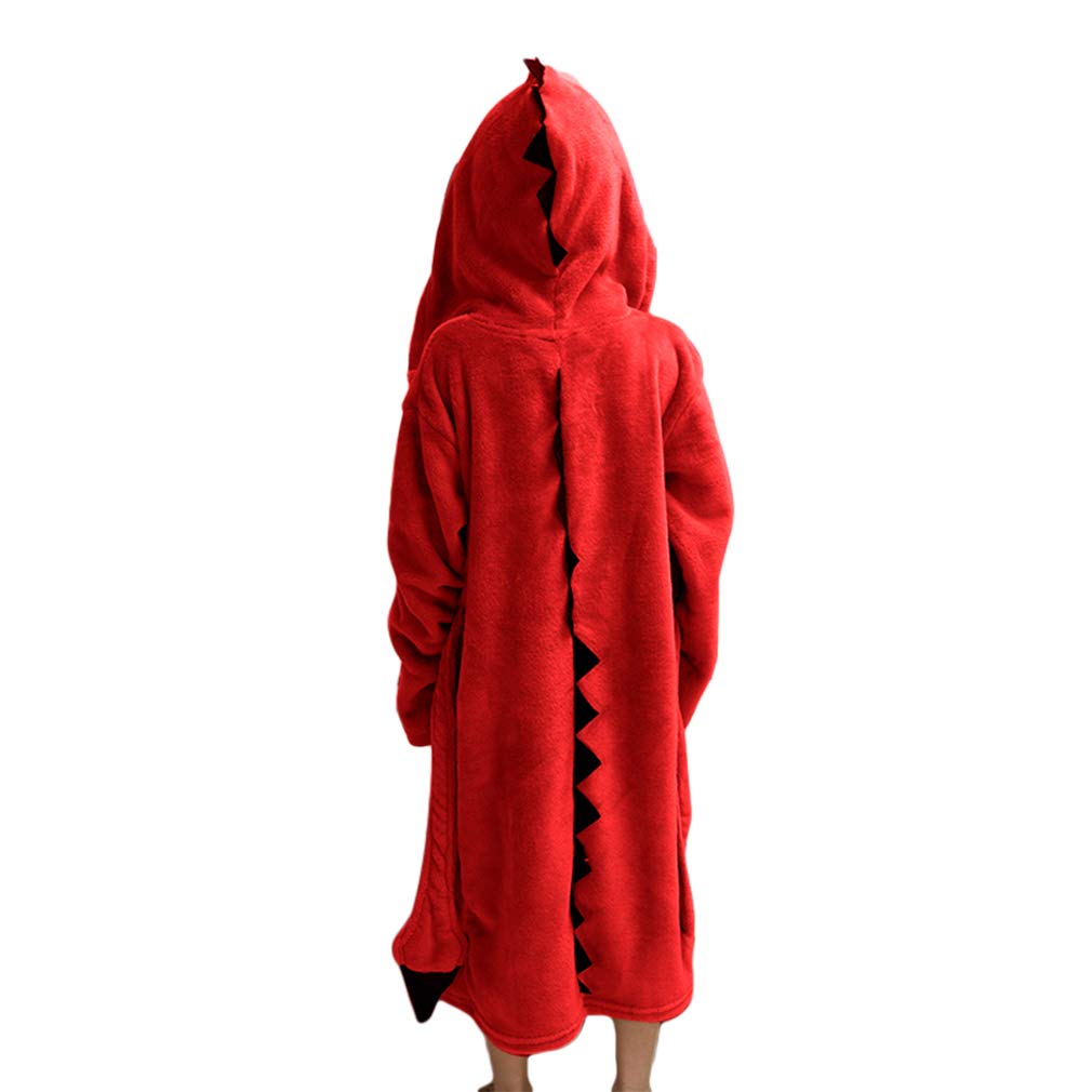 Lontakids Boys Dinosaur Plush Fleece Bathrobe with Hood - Soft Animal Sleep Robe for Kids Ages 3-8 - Perfect for Bath Time, Bedtime & Cozy Lounging