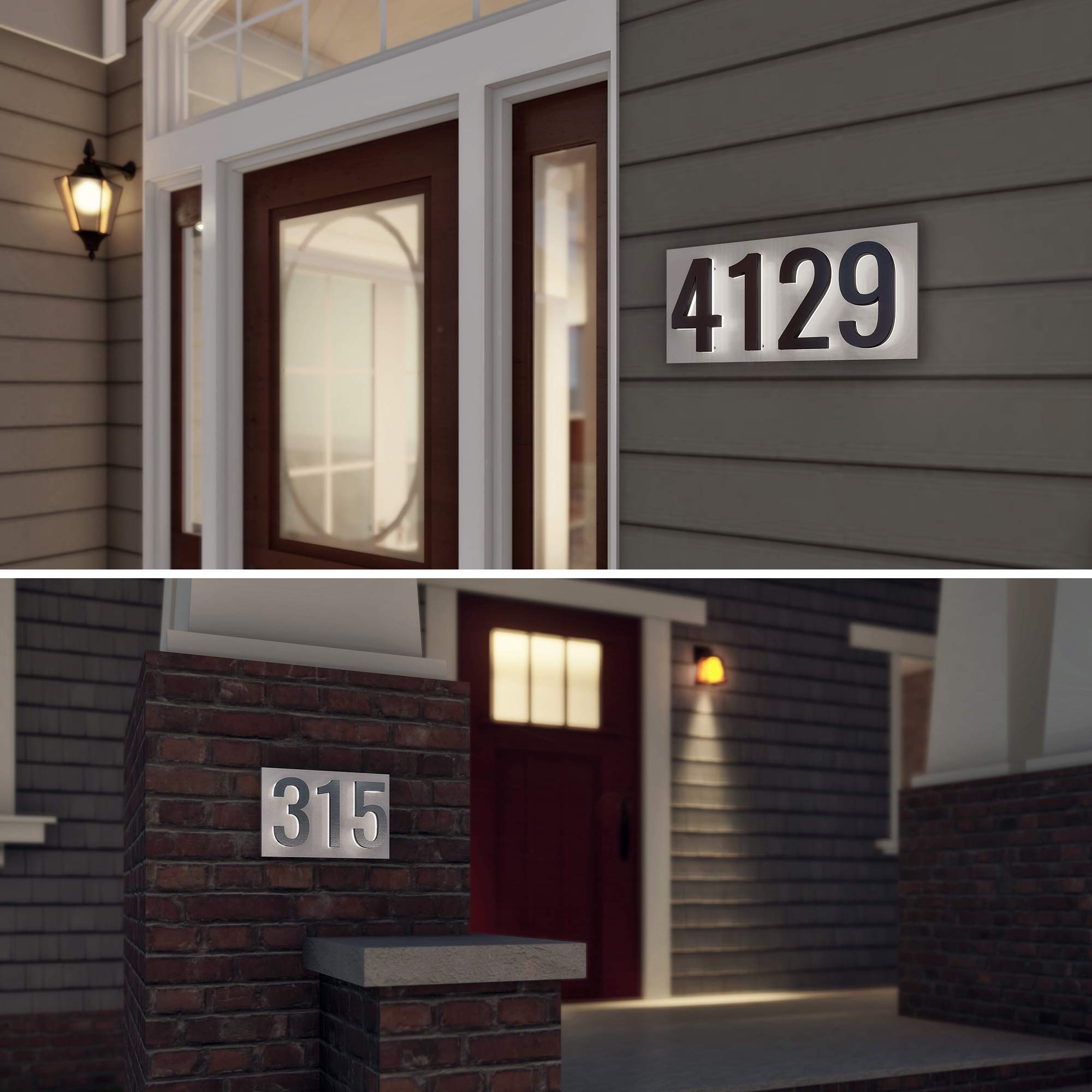 7 Inch Stainless Steel LED Backlit House Numbers - 6000K Illuminated Modern Address Plaque (Black) for Home, Office & Apartment - Weatherproof & Durable Outdoor Signage