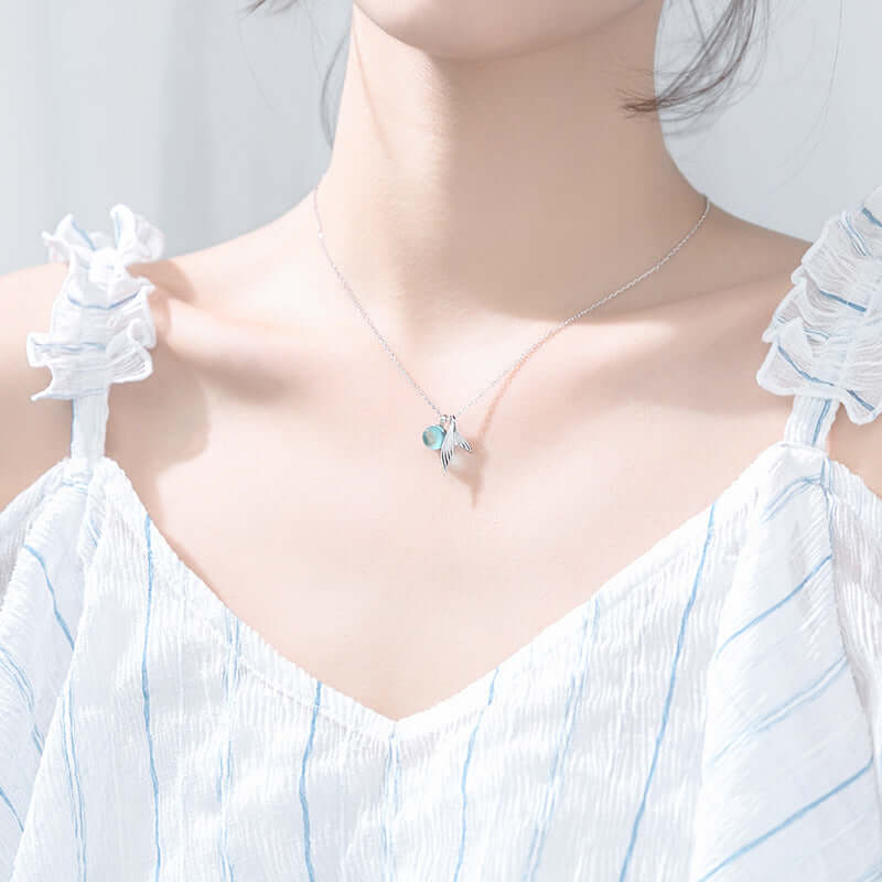 Fairy Rose Gold Whale Tail Pendant Necklace for Women - Elegant 18K Gold Plated Jewelry Gift for Birthday, Anniversary & Valentine's Day | Perfect for Beach Parties, Summer Outfits & Boho Style
